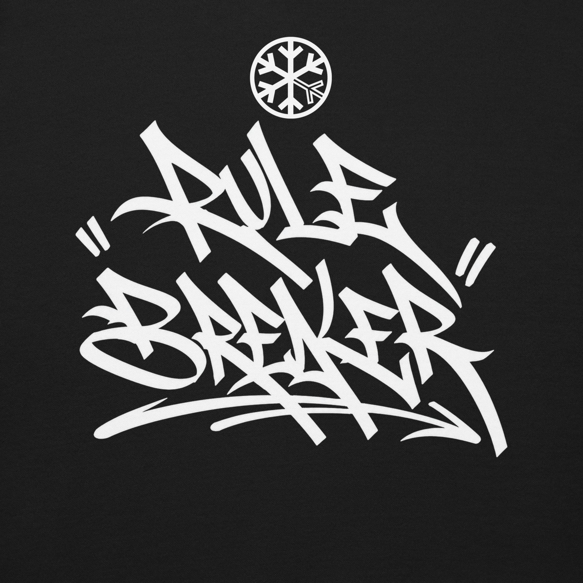 Black-Rule Breaker Graffiti Tag Sweatshirt from B.Different Clothing, front graphic, graffiti-inspired streetwear