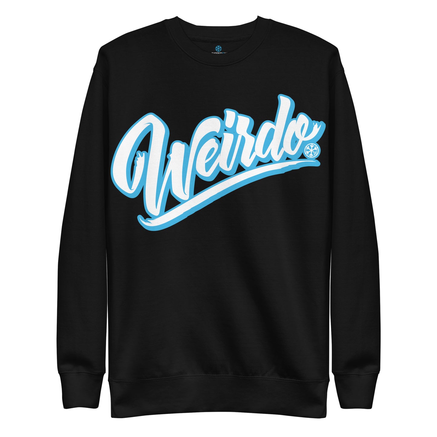 Black-Weirdo Sweatshirt from B.Different Clothing, front view, graffiti-inspired streetwear