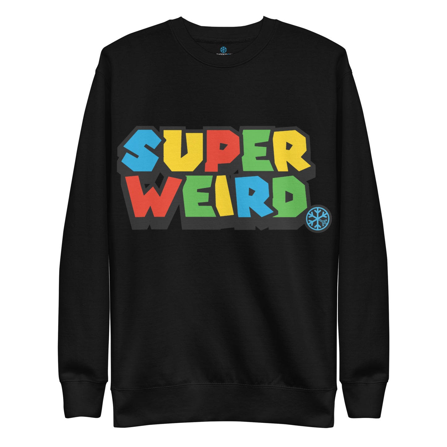 Black-Super Weird Bros Sweatshirt from B.Different Clothing, front view, graffiti-inspired streetwear