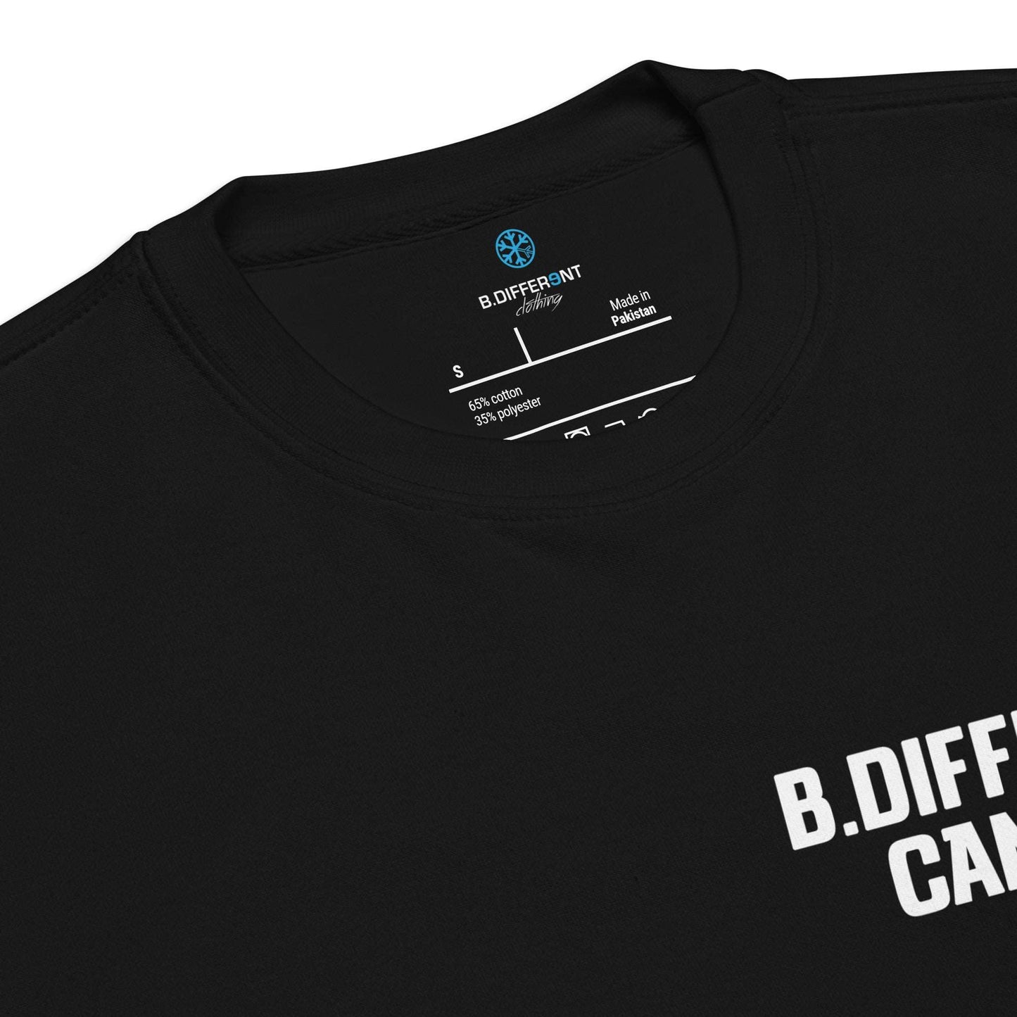 collar of B.Different BLACK Can sweatshirt by B.Different Clothing graffiti street art inspired streetwear brand