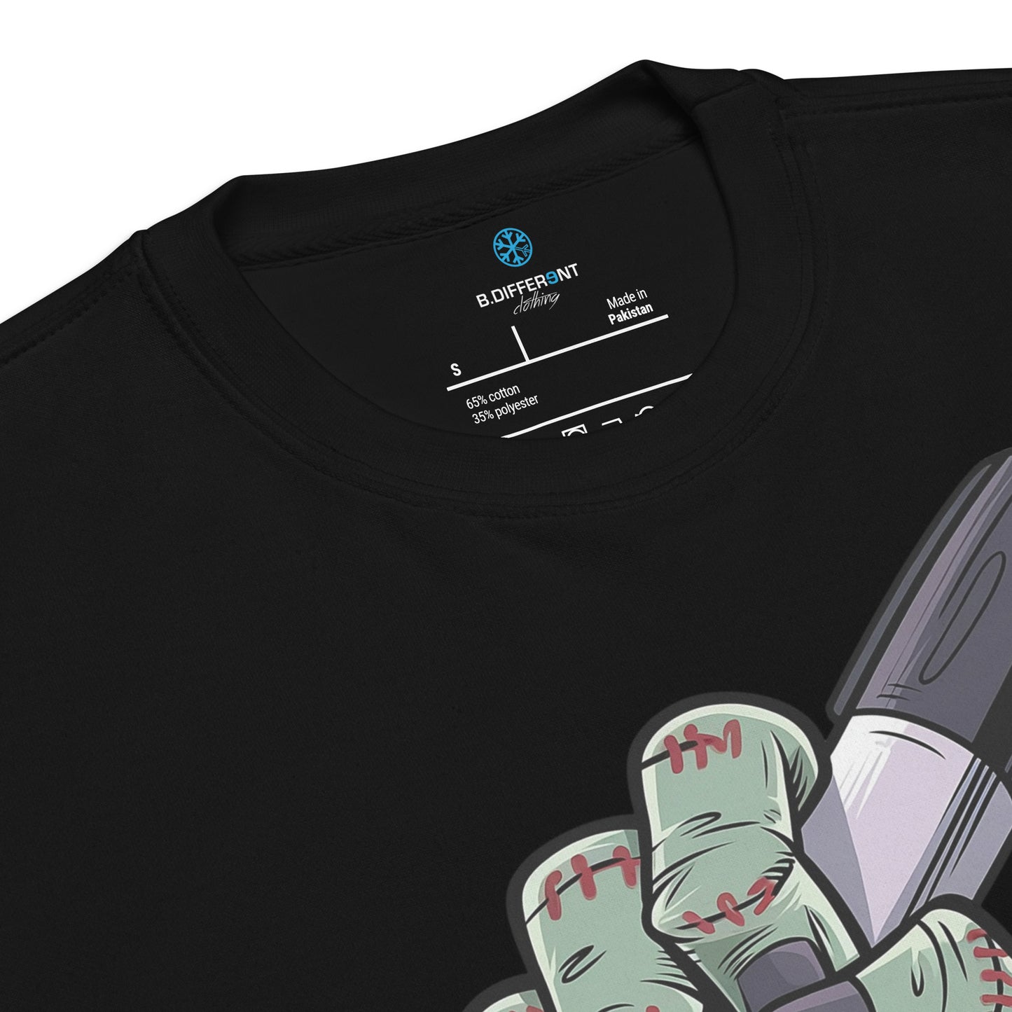 Black-Thing Graffiti Sweatshirt from B.Different Clothing, collar, graffiti-inspired streetwear