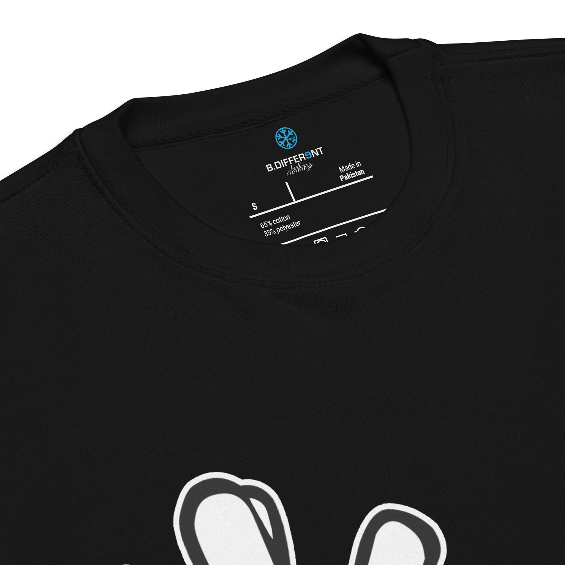 Black-Weirdo Hand Sign Sweatshirt from B.Different Clothing, collar, graffiti-inspired streetwear
