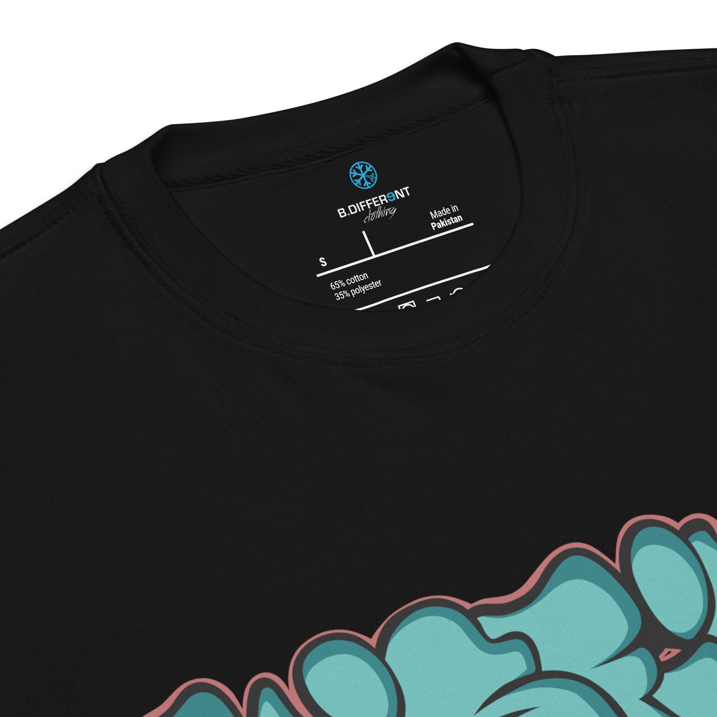 Black-Misfit Graffiti Throwie Sweatshirt from B.Different Clothing, collar, graffiti-inspired streetwear t-shirt