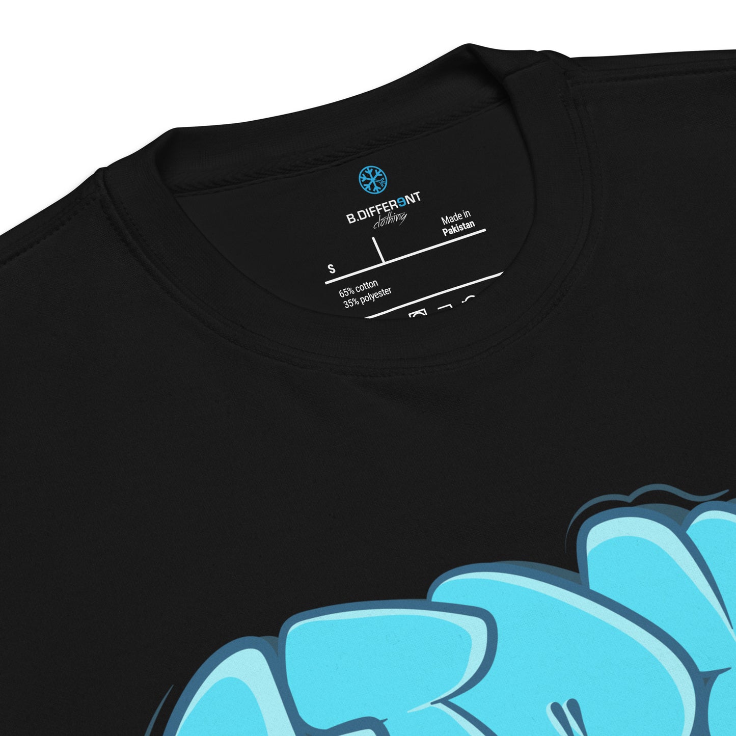 Black-Stay Weird Graffiti Throw-up Sweatshirt from B.Different Clothing, collar, graffiti-inspired streetwear