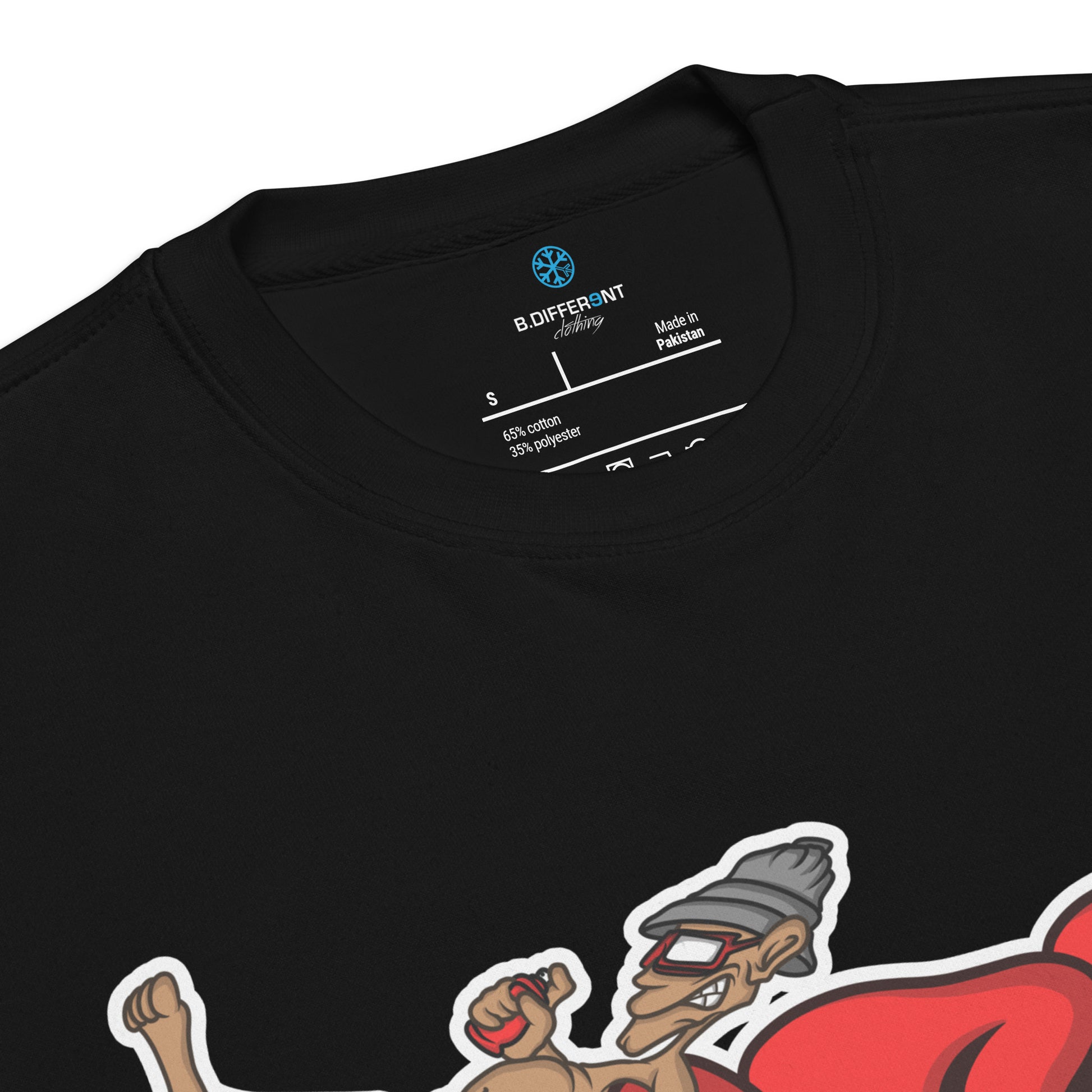 Black-Loner Graffiti Piece Sweatshirt from B.Different Clothing, collar, graffiti-inspired streetwear