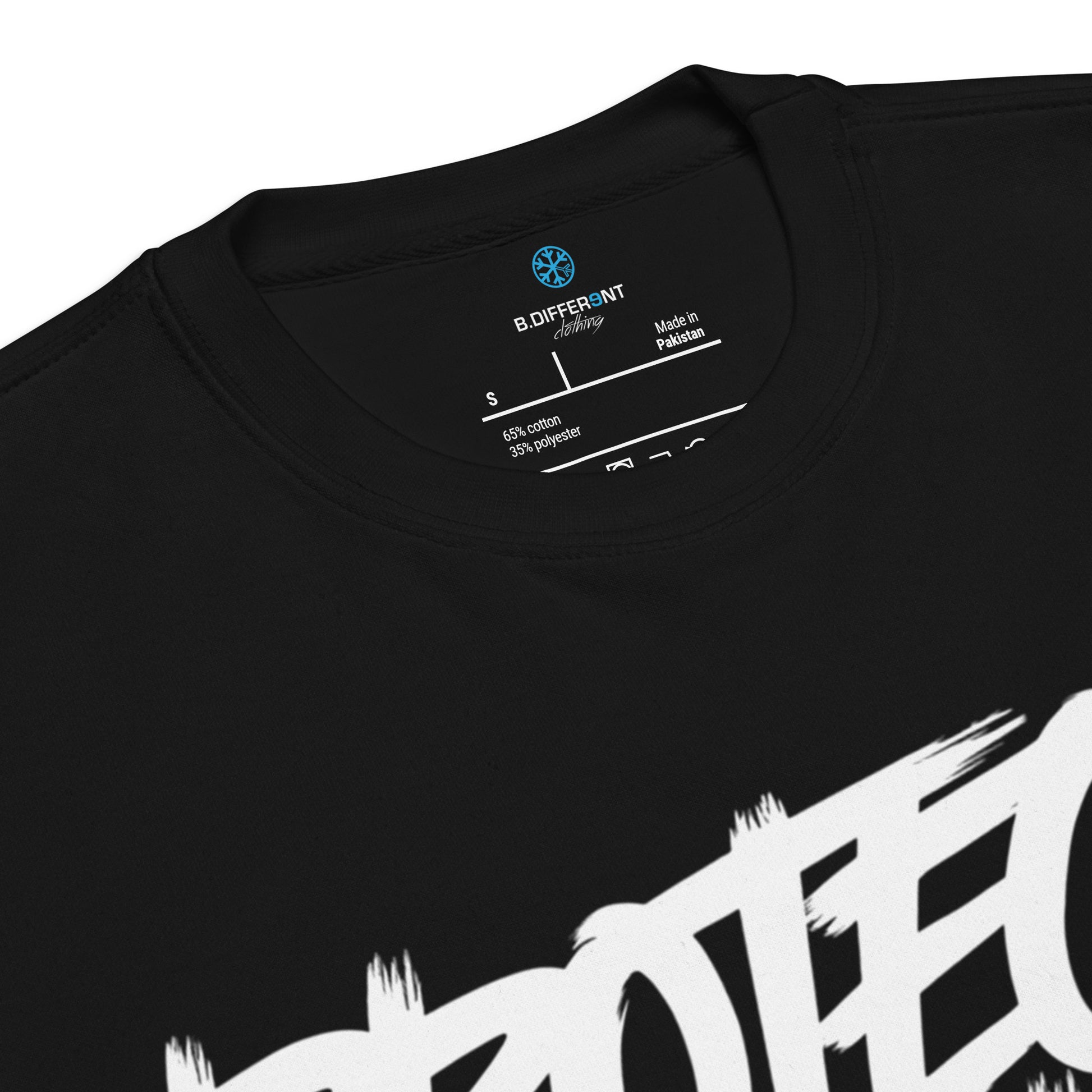 Black-Protect Your Vibe Graffiti Tag Sweatshirt from B.Different Clothing, collar, graffiti-inspired streetwear