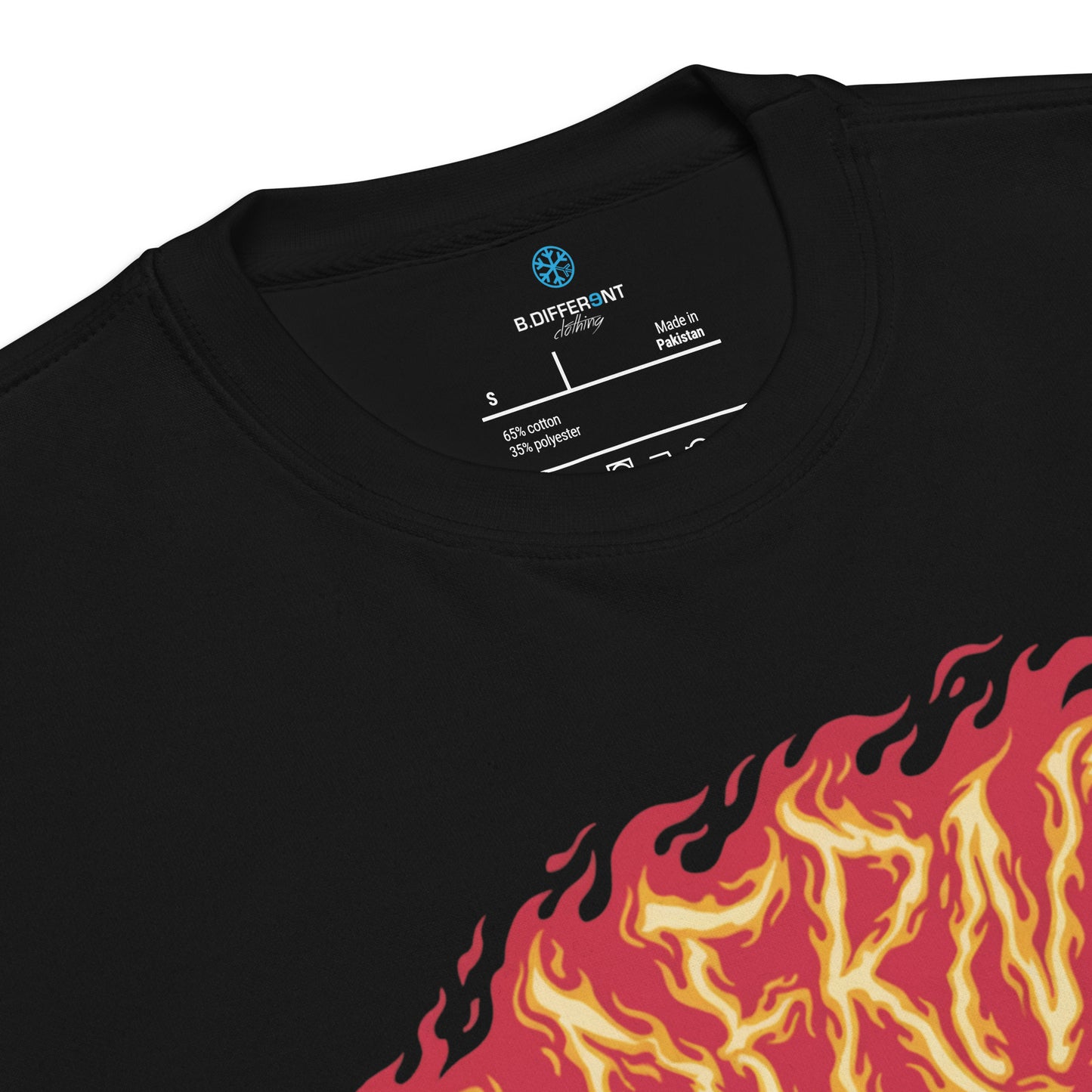 Black-Molotov Graffiti Sweatshirt from B.Different Clothing, collar, graffiti-inspired streetwear