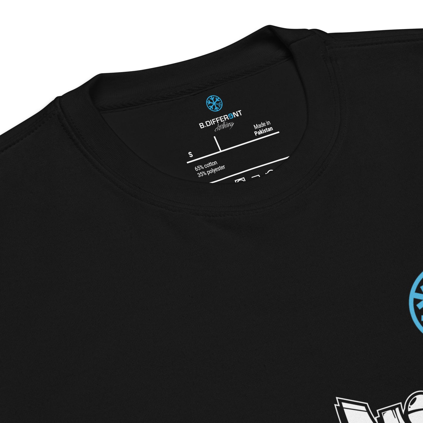 Black-Mission Graffiti Character Sweatshirt from B.Different Clothing, collar, graffiti-inspired streetwear