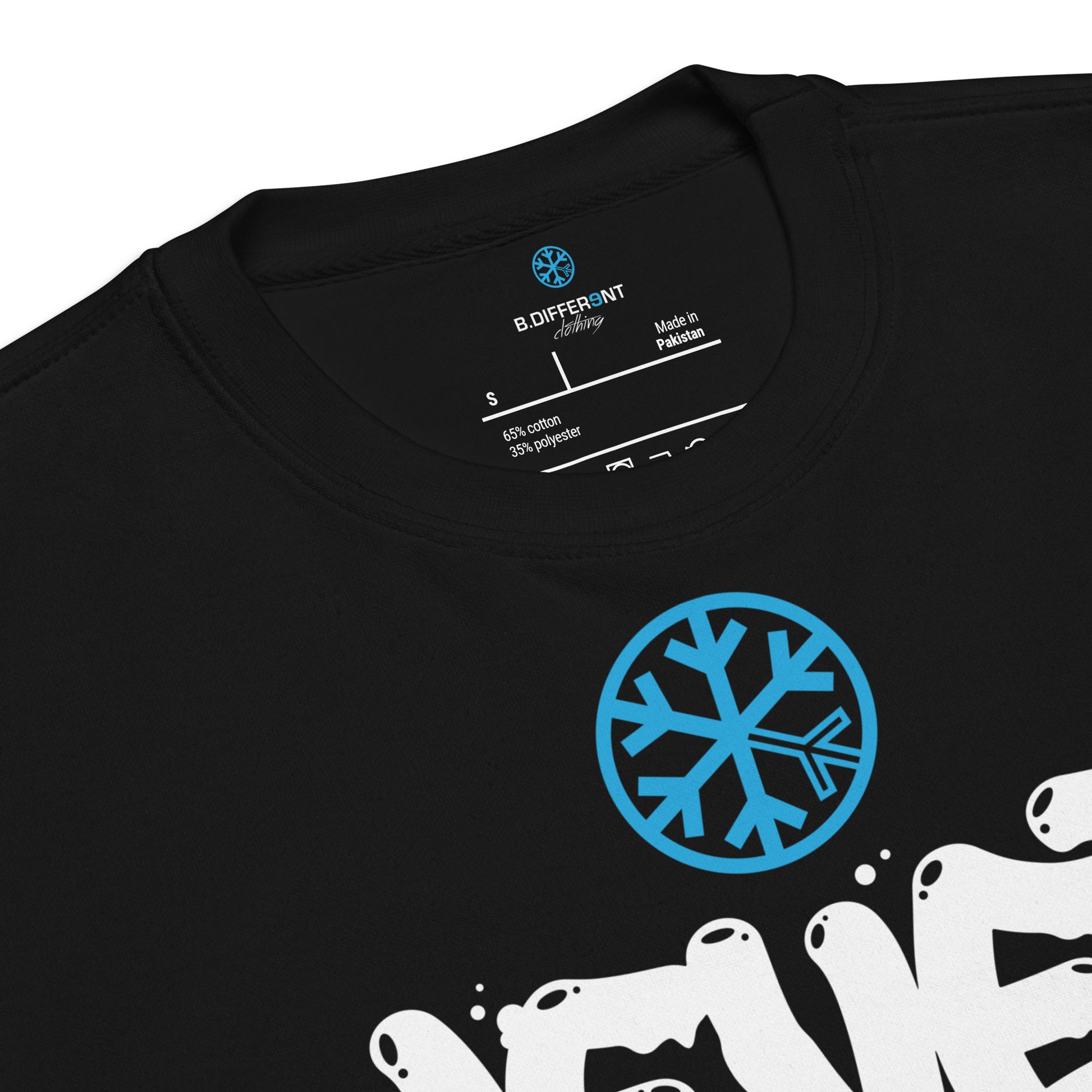 Black-Never Stop Graffiti Piece Sweatshirt from B.Different Clothing, collar, graffiti-inspired streetwear