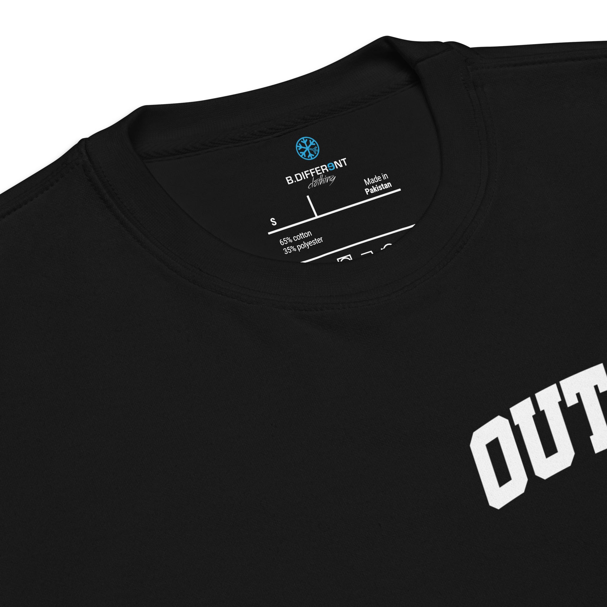 Black-Outcast Graffiti Character Sweatshirt from B.Different Clothing, collar, graffiti-inspired streetwear