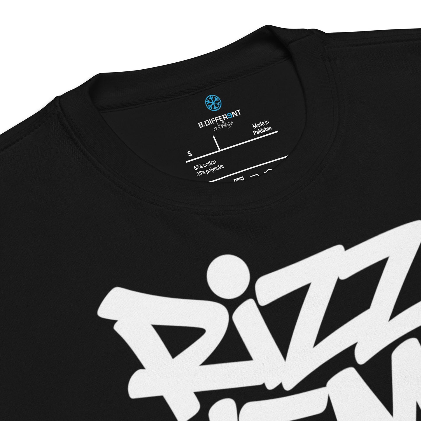 Black-Rizz 'Em With The 'Tism Graffiti Sweatshirt from B.Different Clothing, collar, graffiti-inspired streetwear