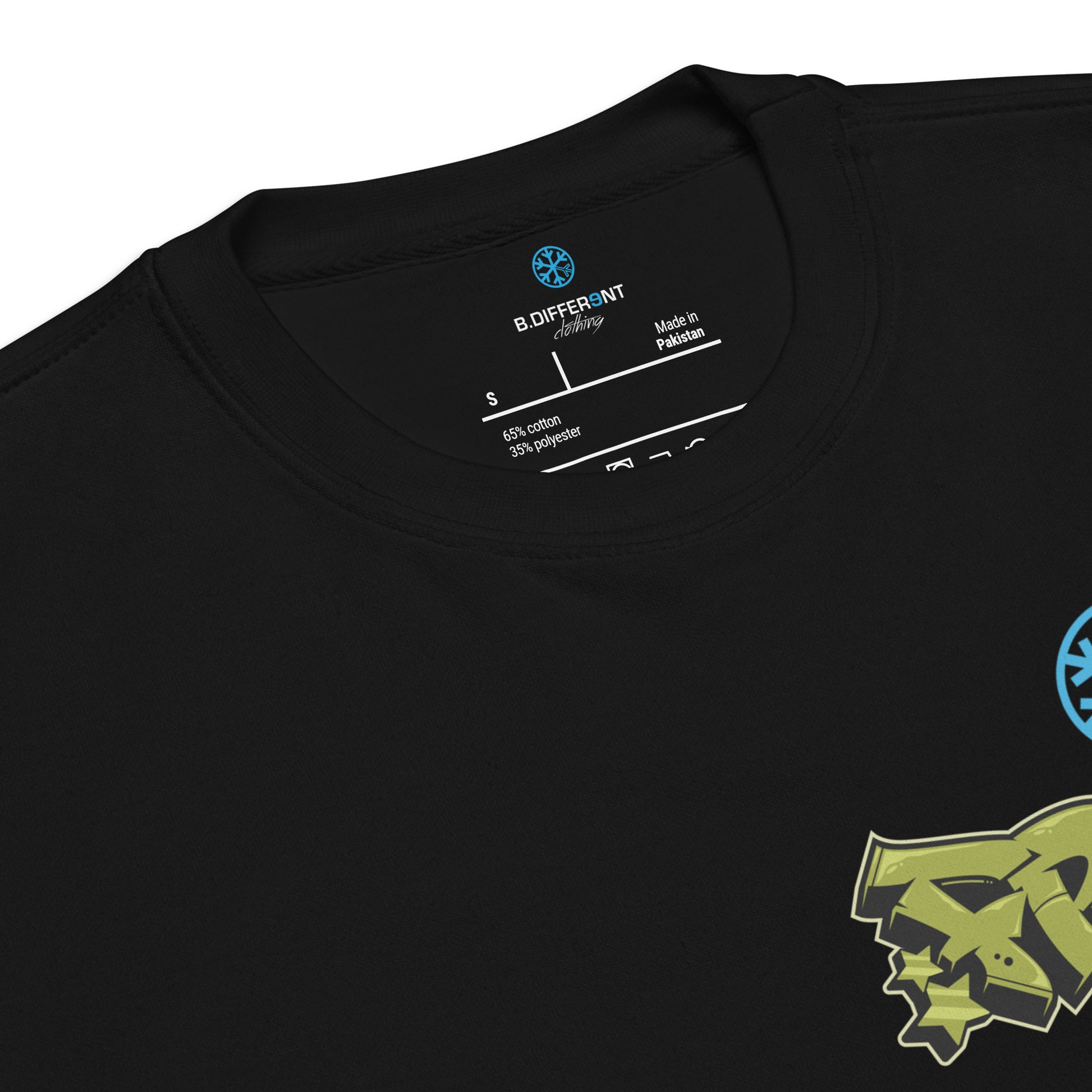 Black-Fresh Graffiti Character Sweatshirt from B.Different Clothing, collar, graffiti-inspired streetwear