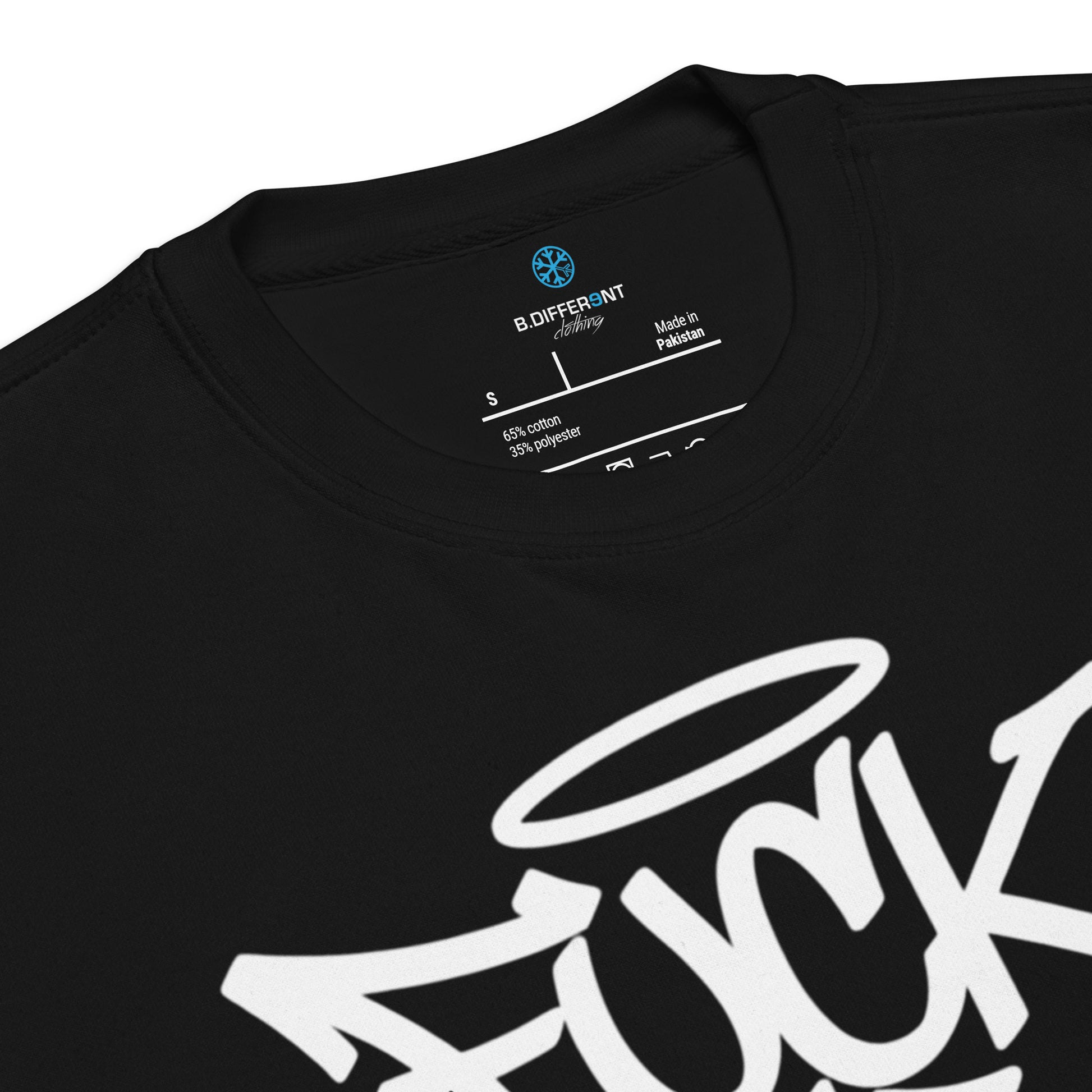 Black-Fuck The Vandal Squad Graffiti Sweatshirt from B.Different Clothing, collar, graffiti-inspired streetwear