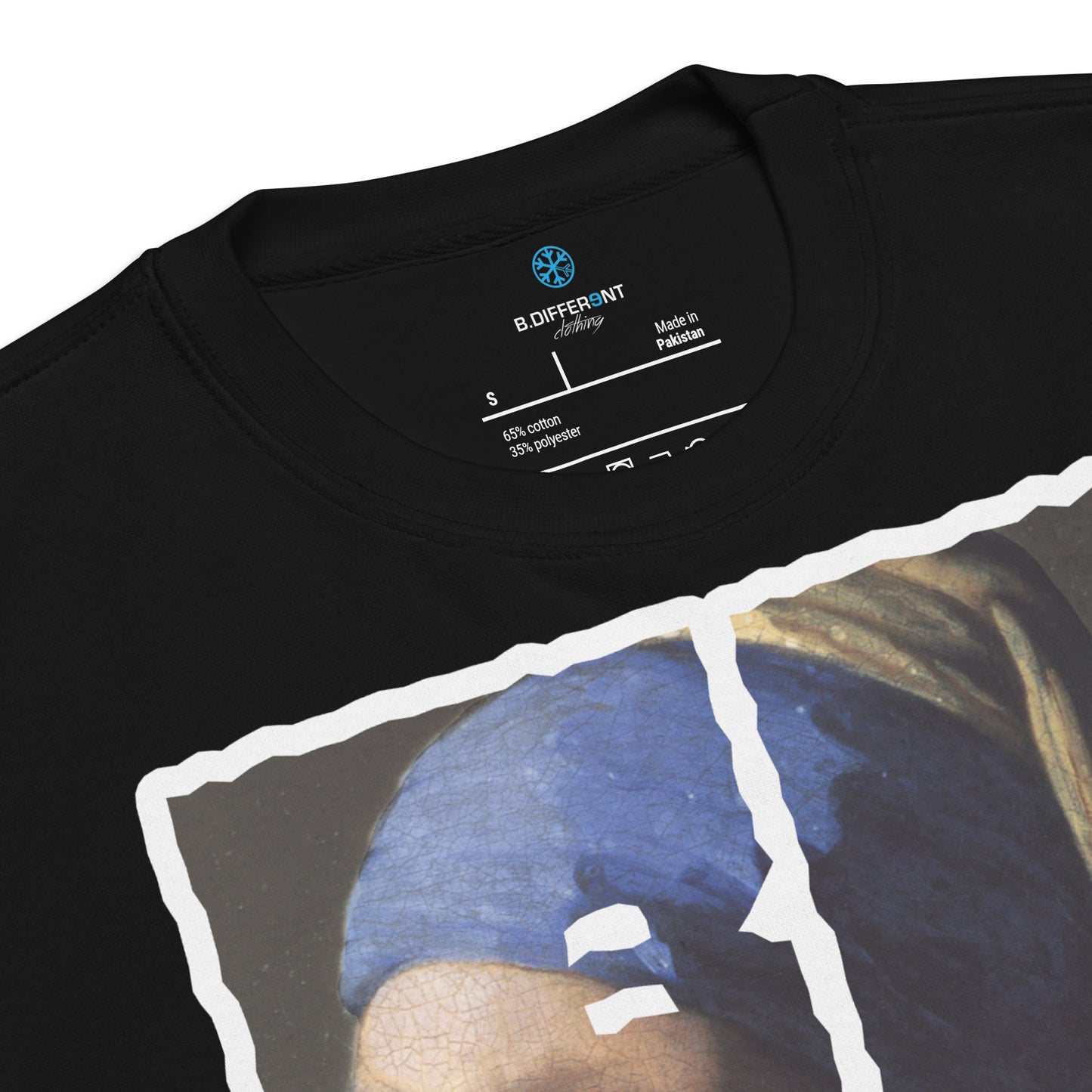 Black-BDFRNT Throwie x Girl With Pearl Earring Graffiti Sweatshirt from B.Different Clothing, collar, graffiti-inspired streetwear
