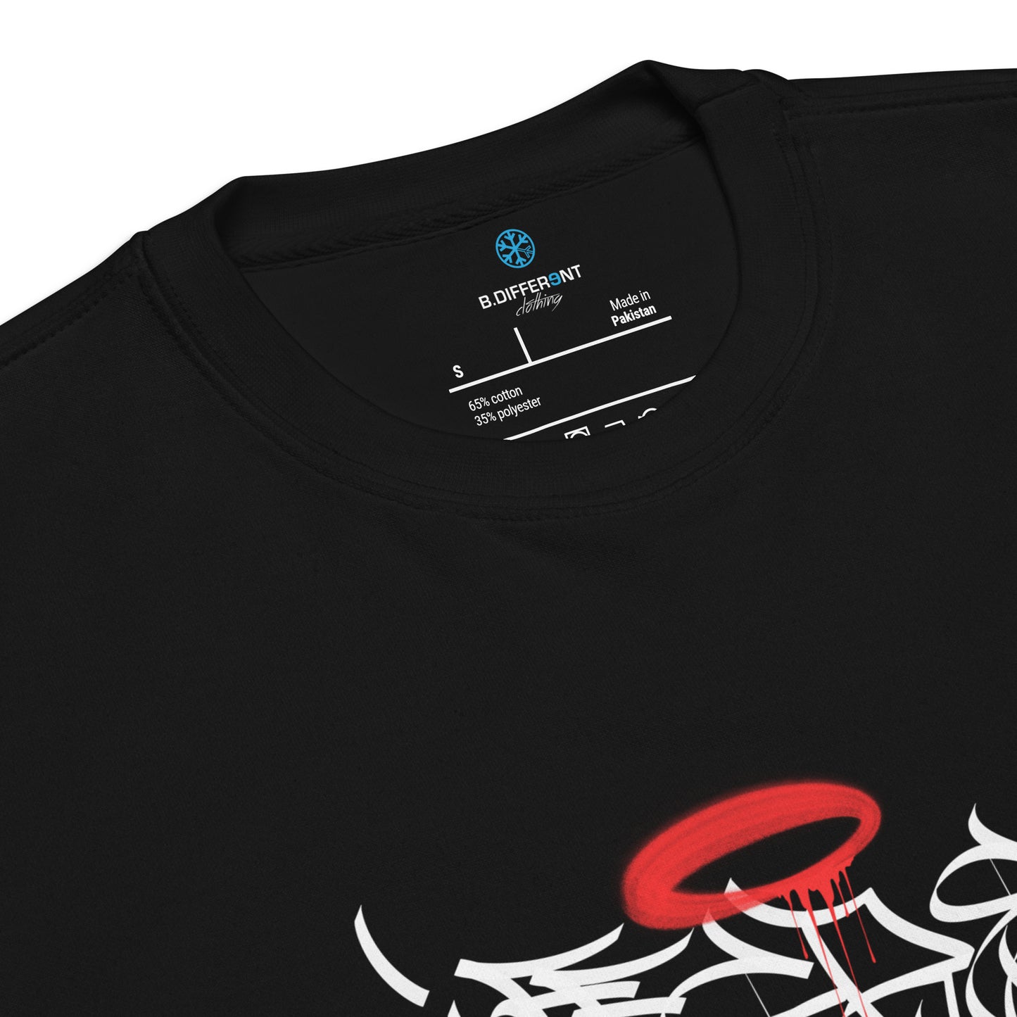 Black-Caos One Collab Graffiti Sweatshirt from B.Different Clothing, collar, graffiti-inspired streetwear