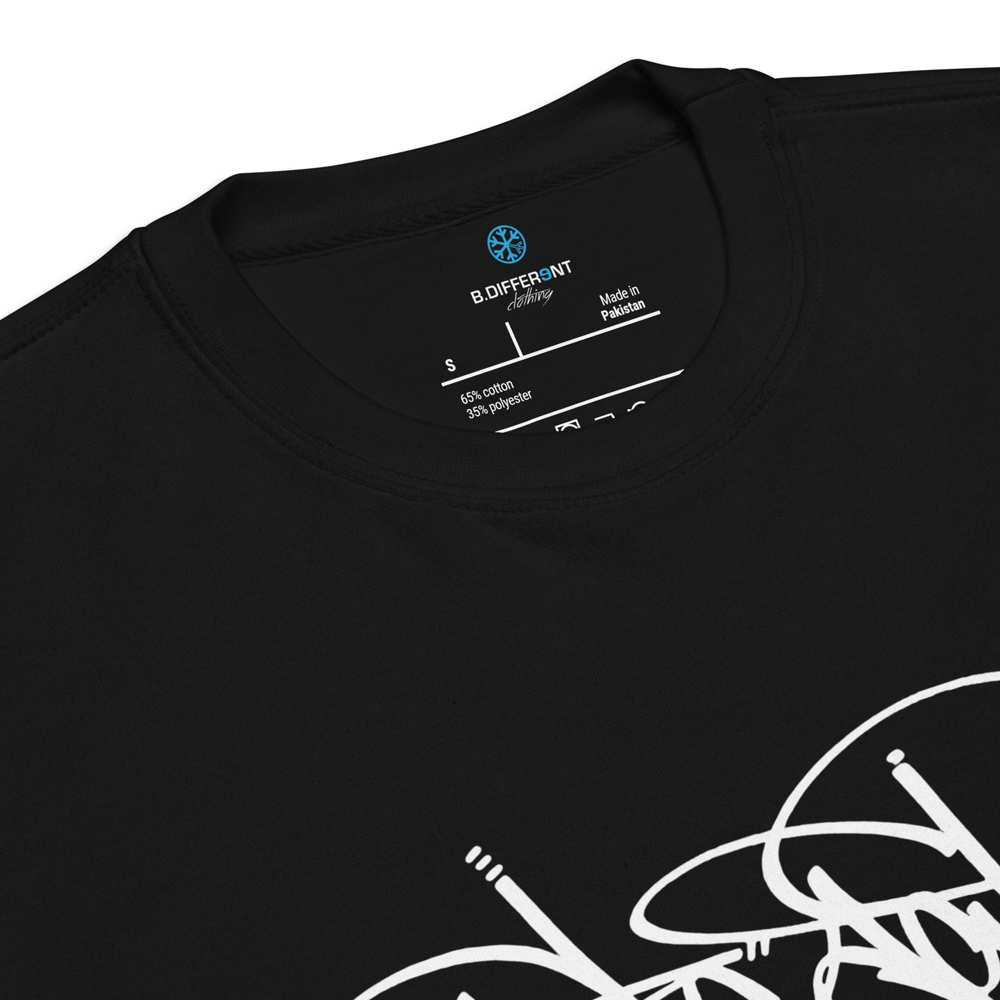 Black-Outcast Tag Sweatshirt by Graffiti Dad from B.Different Clothing, collar, graffiti-inspired streetwear