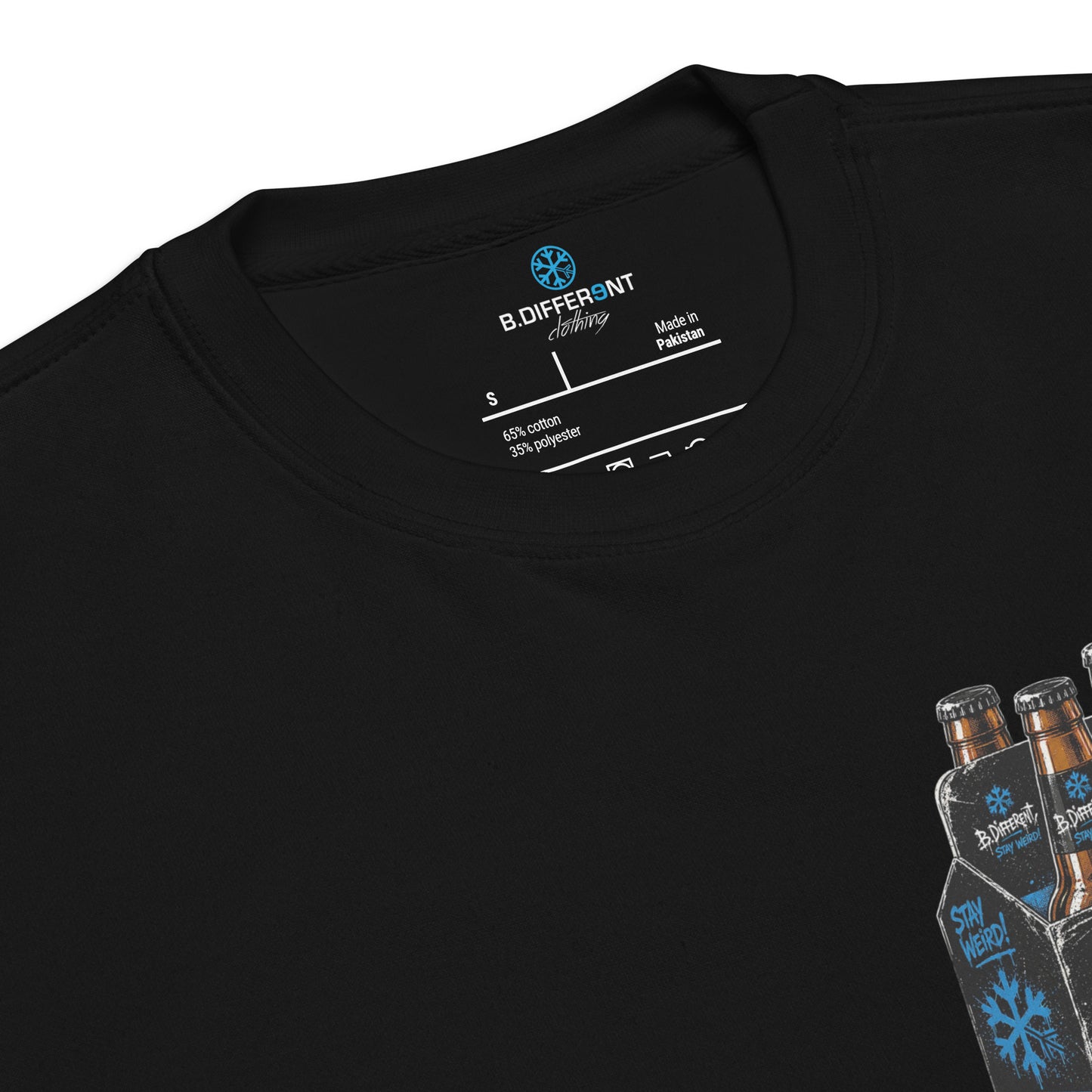 Black-Six Pack Beer Graffiti Sweatshirt from B.Different Clothing, collar, graffiti-inspired streetwear