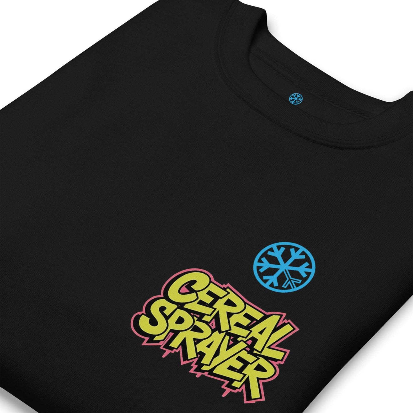 detail of Cereal Sprayer Graffiti sweatshirt black B.Different Clothing graffiti street art inspired streetwear brand