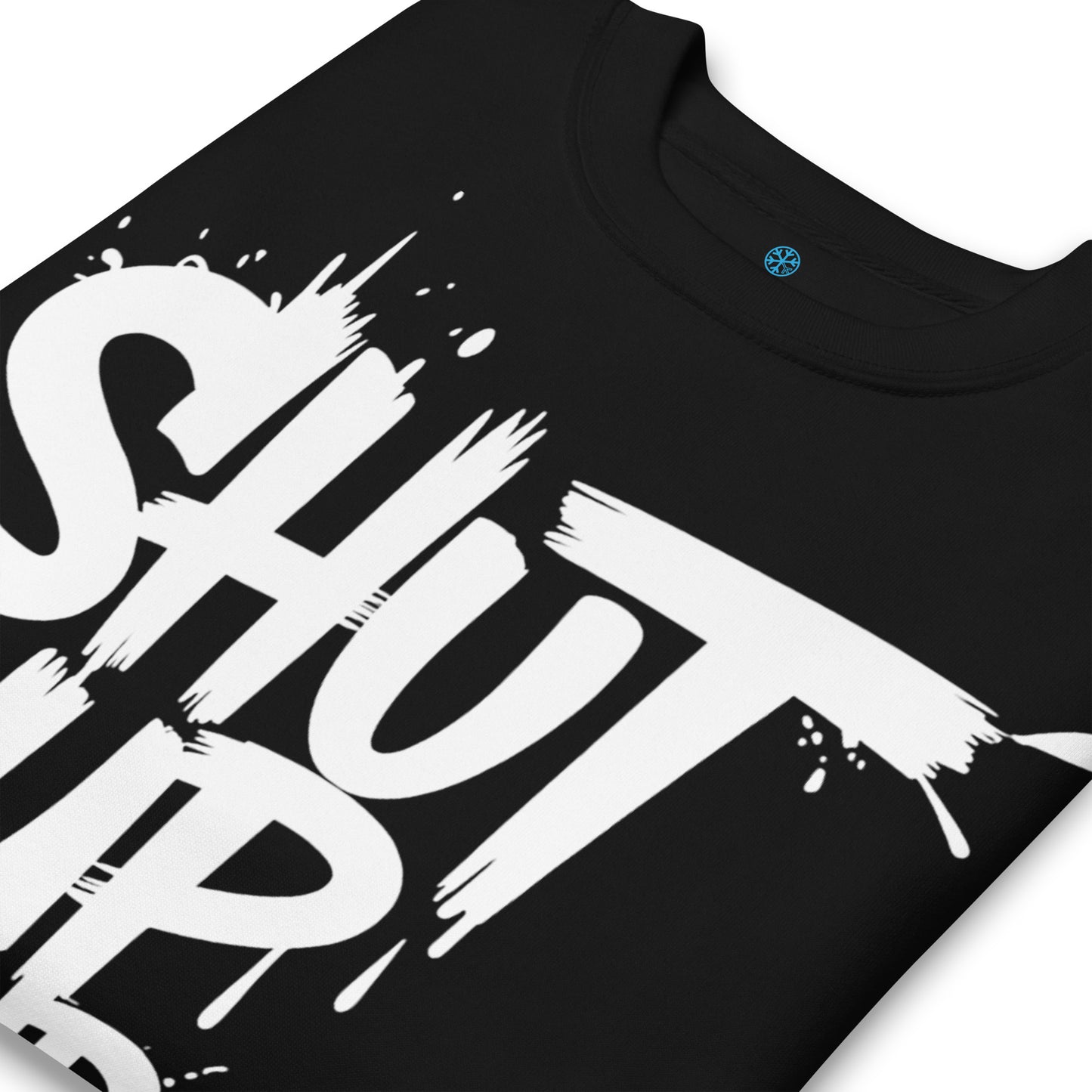 Black-Shut Up and Paint Graffiti Sweatshirt from B.Different Clothing, detail, graffiti-inspired streetwear 