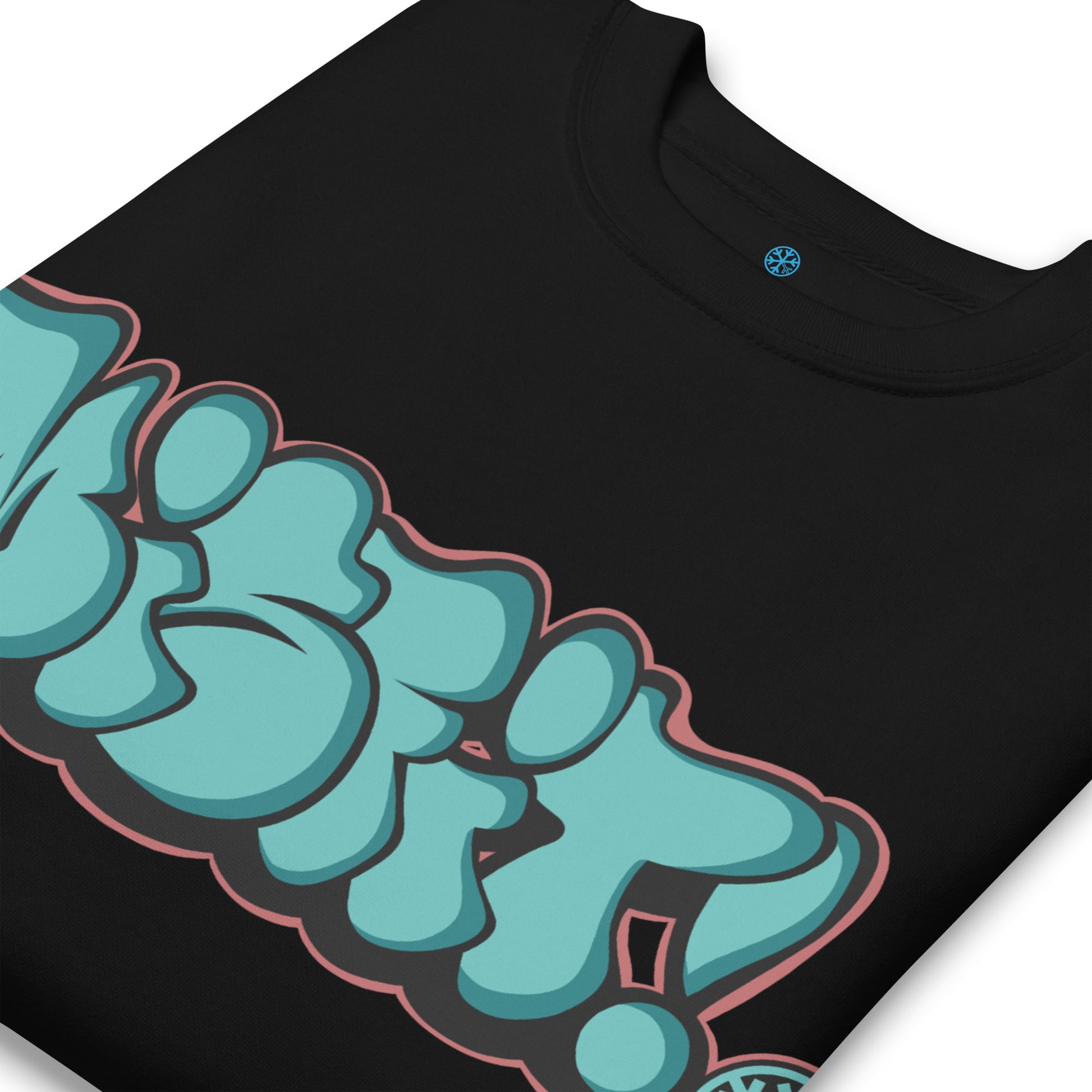 Black-Misfit Graffiti Throwie Sweatshirt from B.Different Clothing, detail, graffiti-inspired streetwear t-shirt