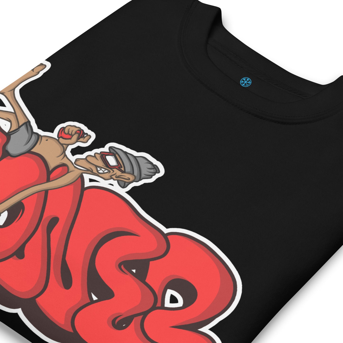 Black-Loner Graffiti Piece Sweatshirt from B.Different Clothing, detail, graffiti-inspired streetwear