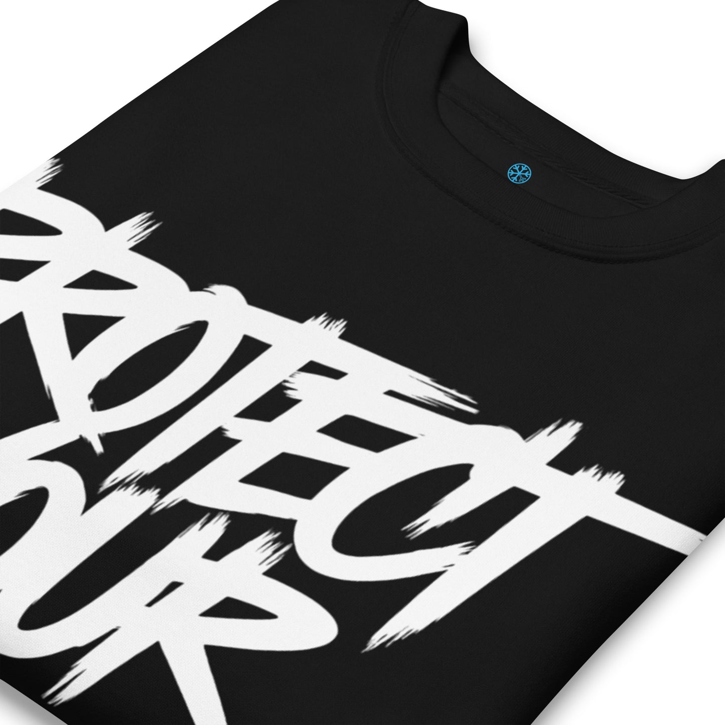 Black-Protect Your Vibe Graffiti Tag Sweatshirt from B.Different Clothing, detail, graffiti-inspired streetwear