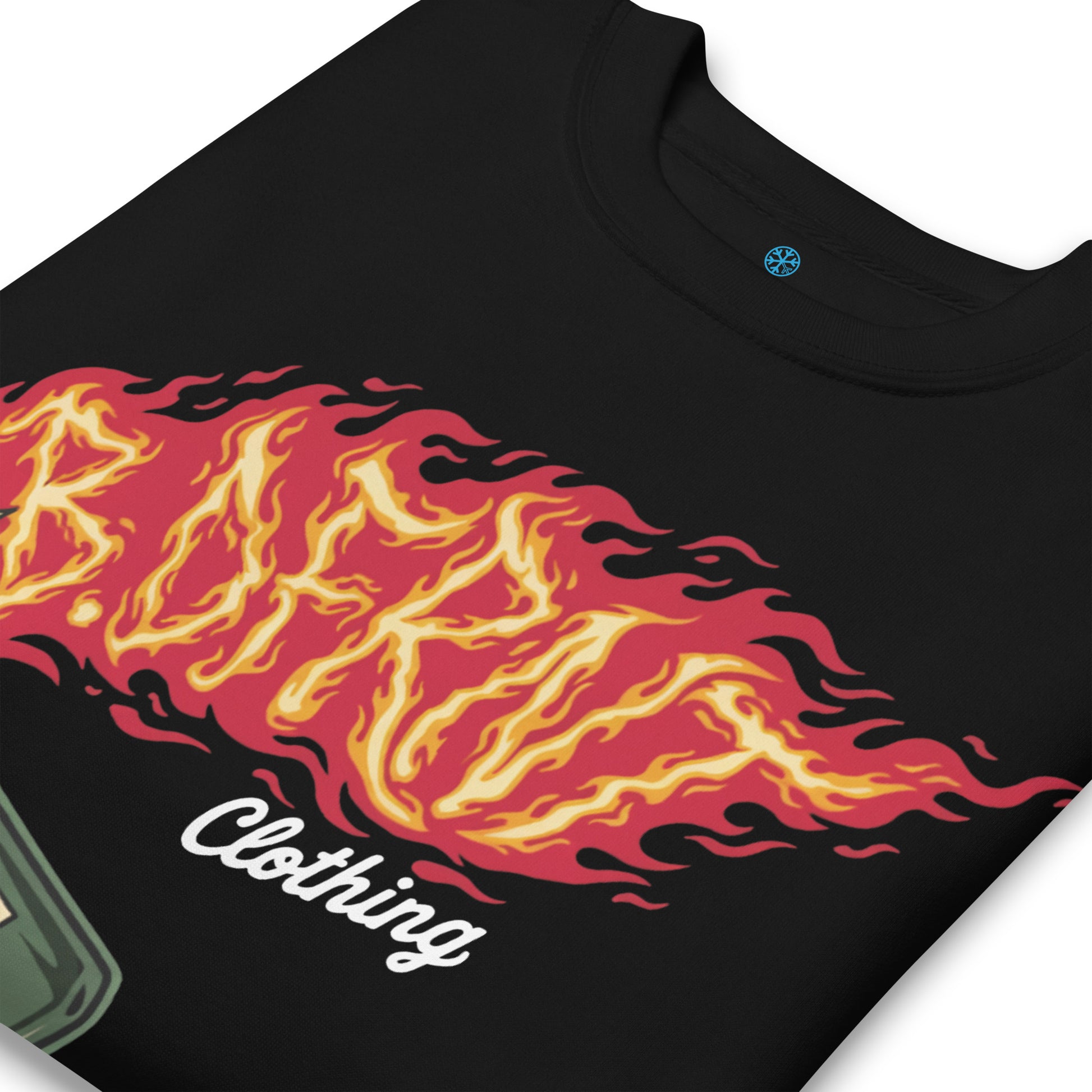 Black-Molotov Graffiti Sweatshirt from B.Different Clothing, detail, graffiti-inspired streetwear