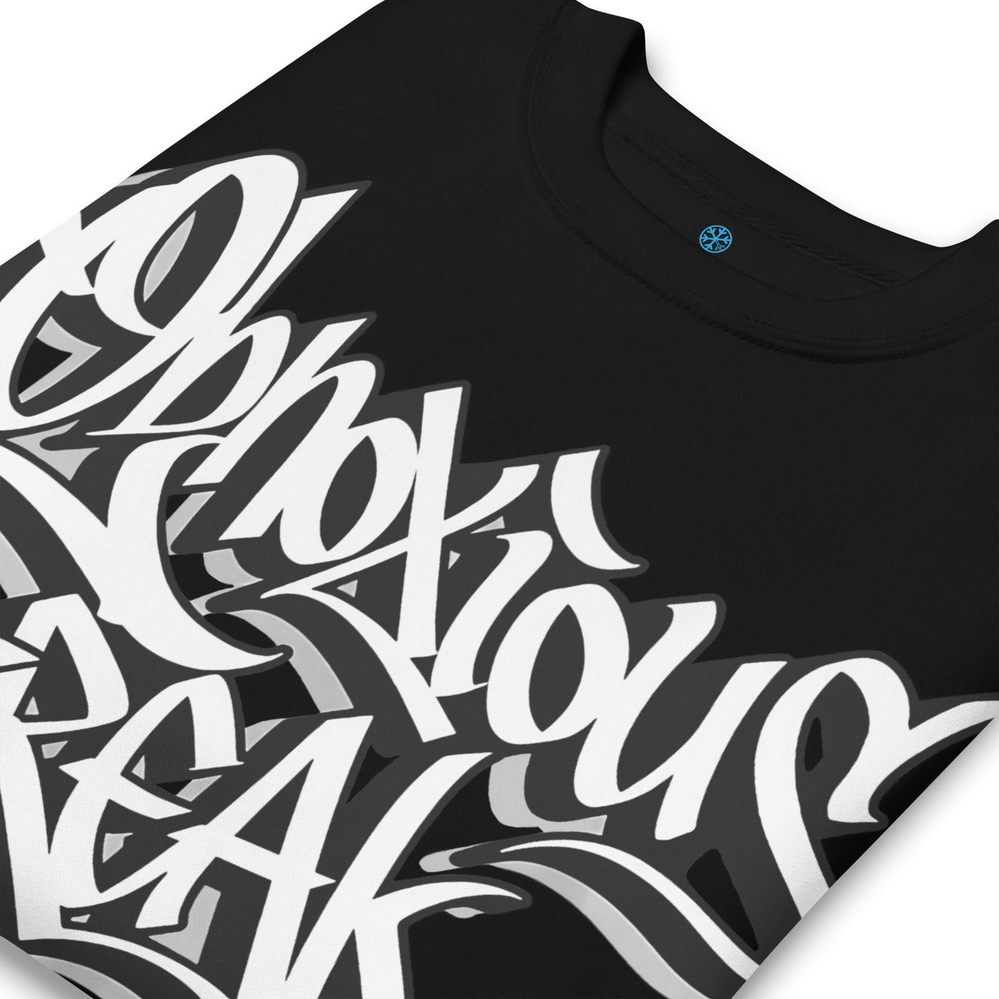 Black-Obnoxious Freak Graffiti Sweatshirt from B.Different Clothing, detail, graffiti-inspired streetwear