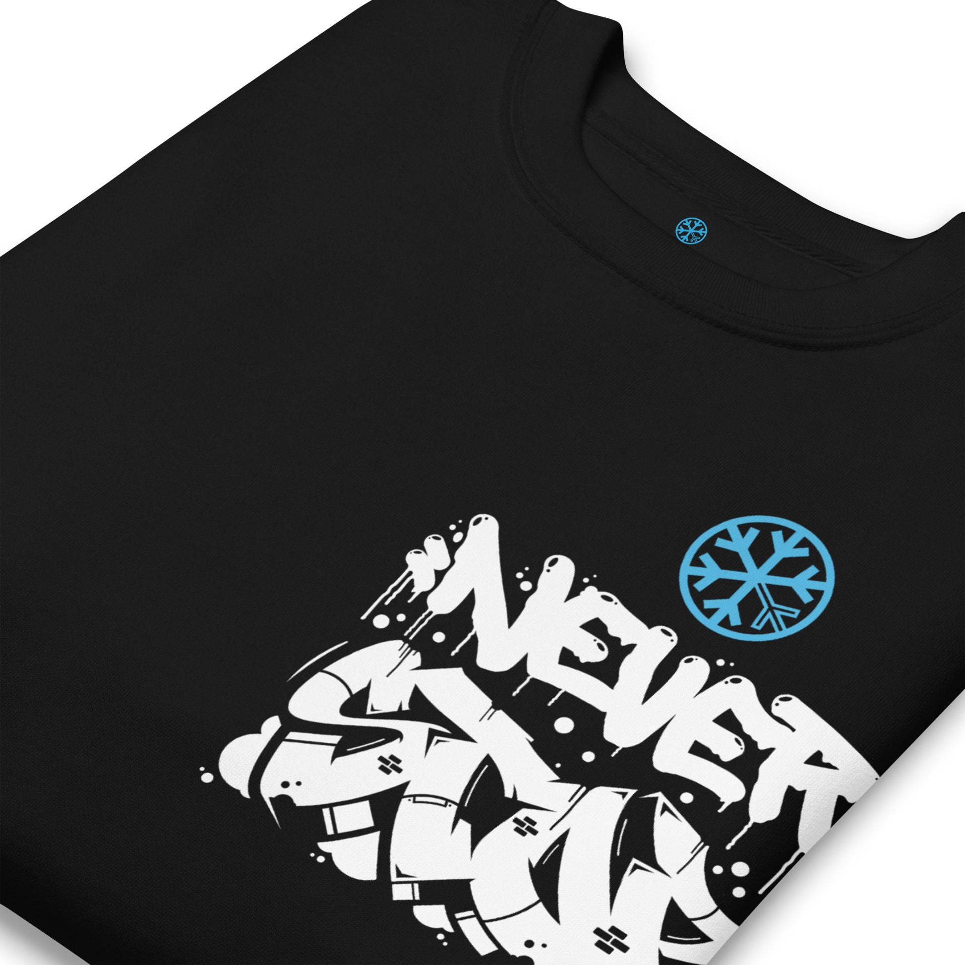 Black-Never Stop Graffiti Character Sweatshirt from B.Different Clothing, detail, graffiti-inspired streetwear