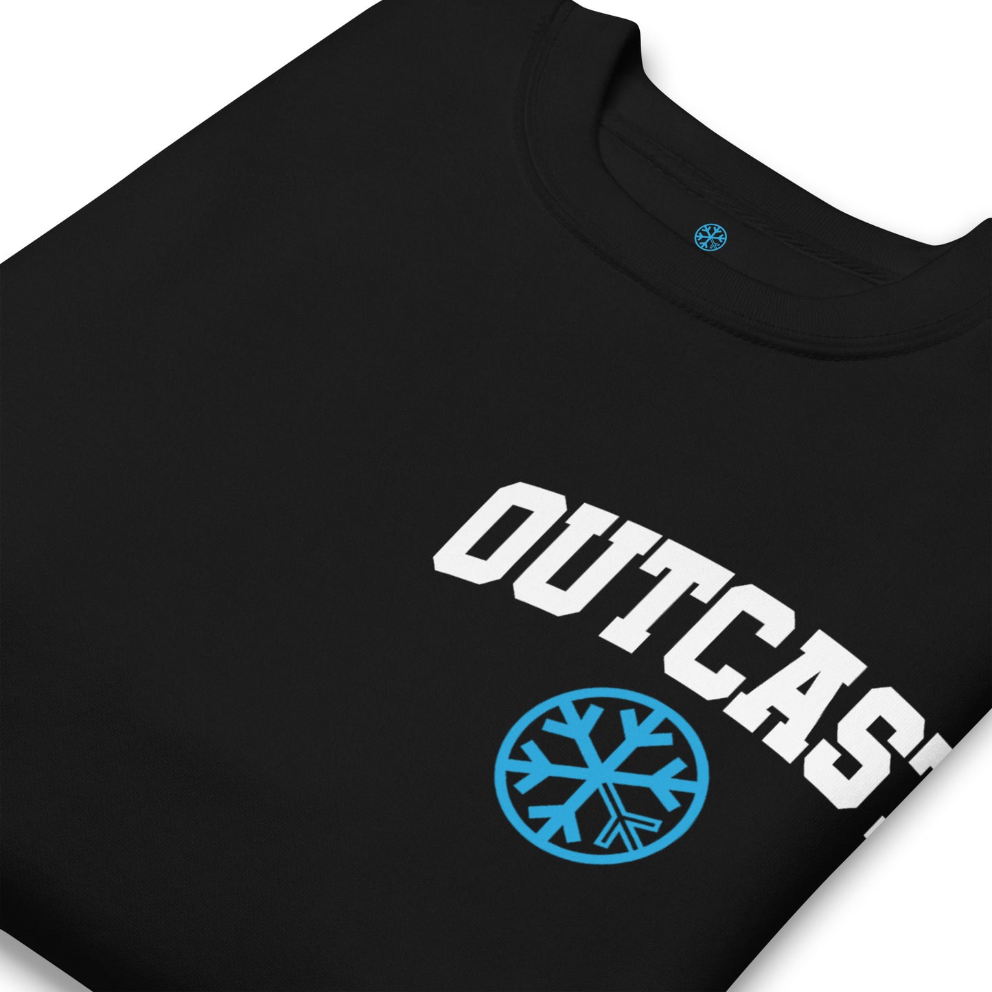 Black-Outcast Graffiti Character Sweatshirt from B.Different Clothing, detail, graffiti-inspired streetwear