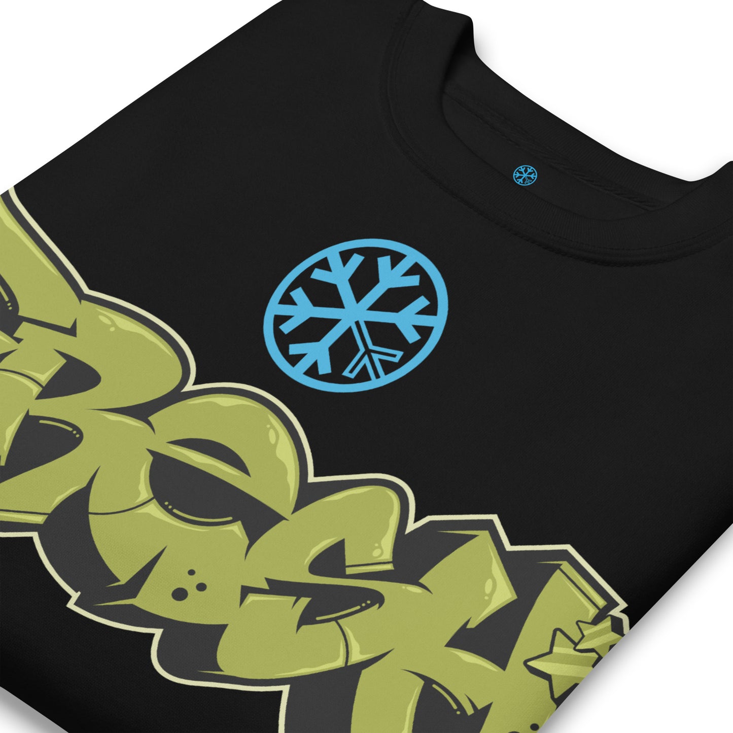 Black-Fresh Graffiti Piece Sweatshirt from B.Different Clothing, detail, graffiti-inspired streetwear