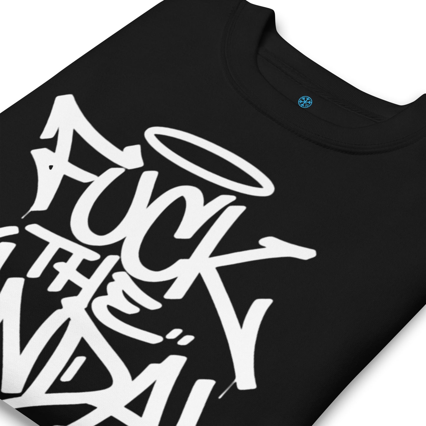Black-Fuck The Vandal Squad Graffiti Sweatshirt from B.Different Clothing, detail, graffiti-inspired streetwear