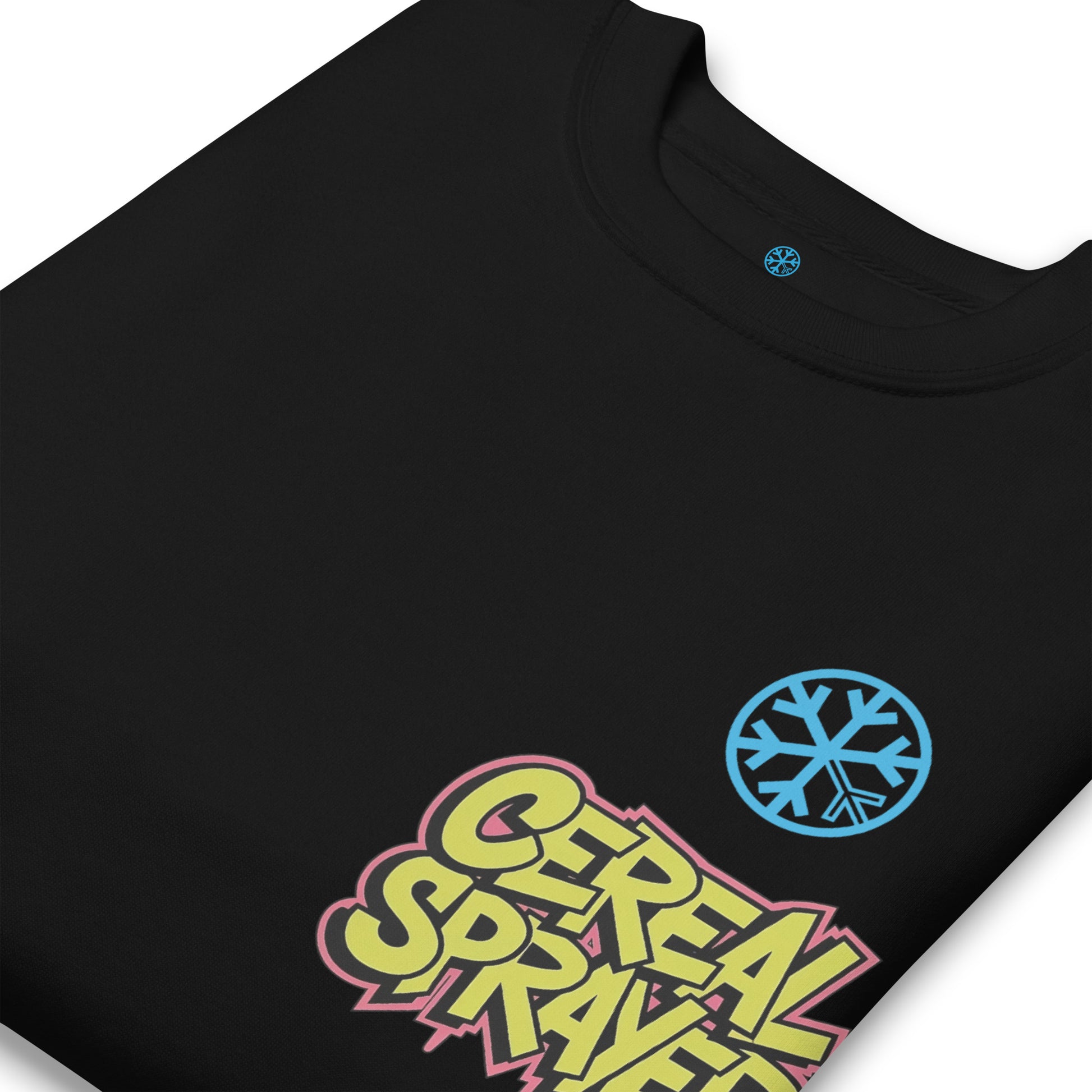 Black-Cereal Sprayer Graffiti Sweatshirt from B.Different Clothing, detail, graffiti-inspired streetwear