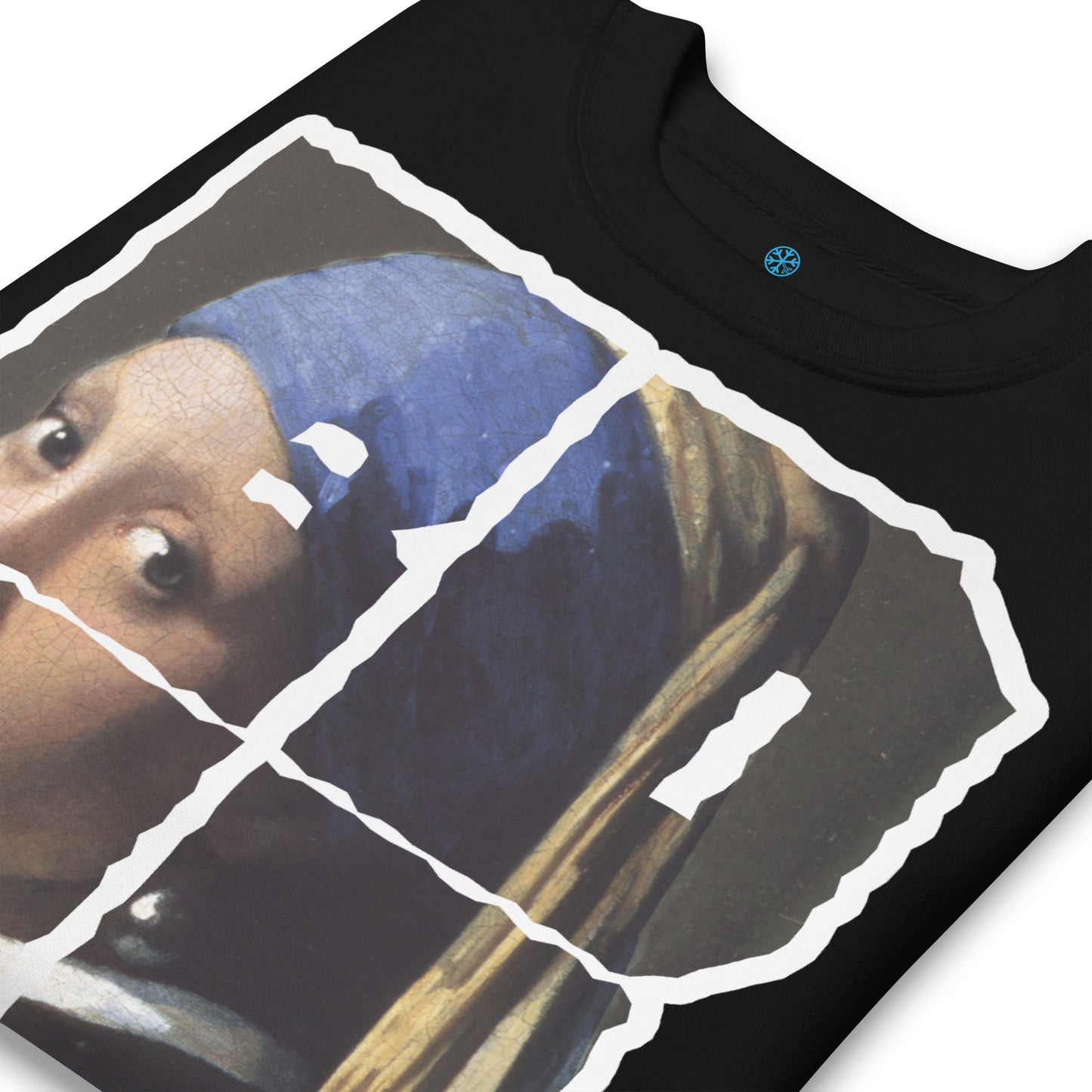 Black-BDFRNT Throwie x Girl With Pearl Earring Graffiti Sweatshirt from B.Different Clothing, detail, graffiti-inspired streetwear