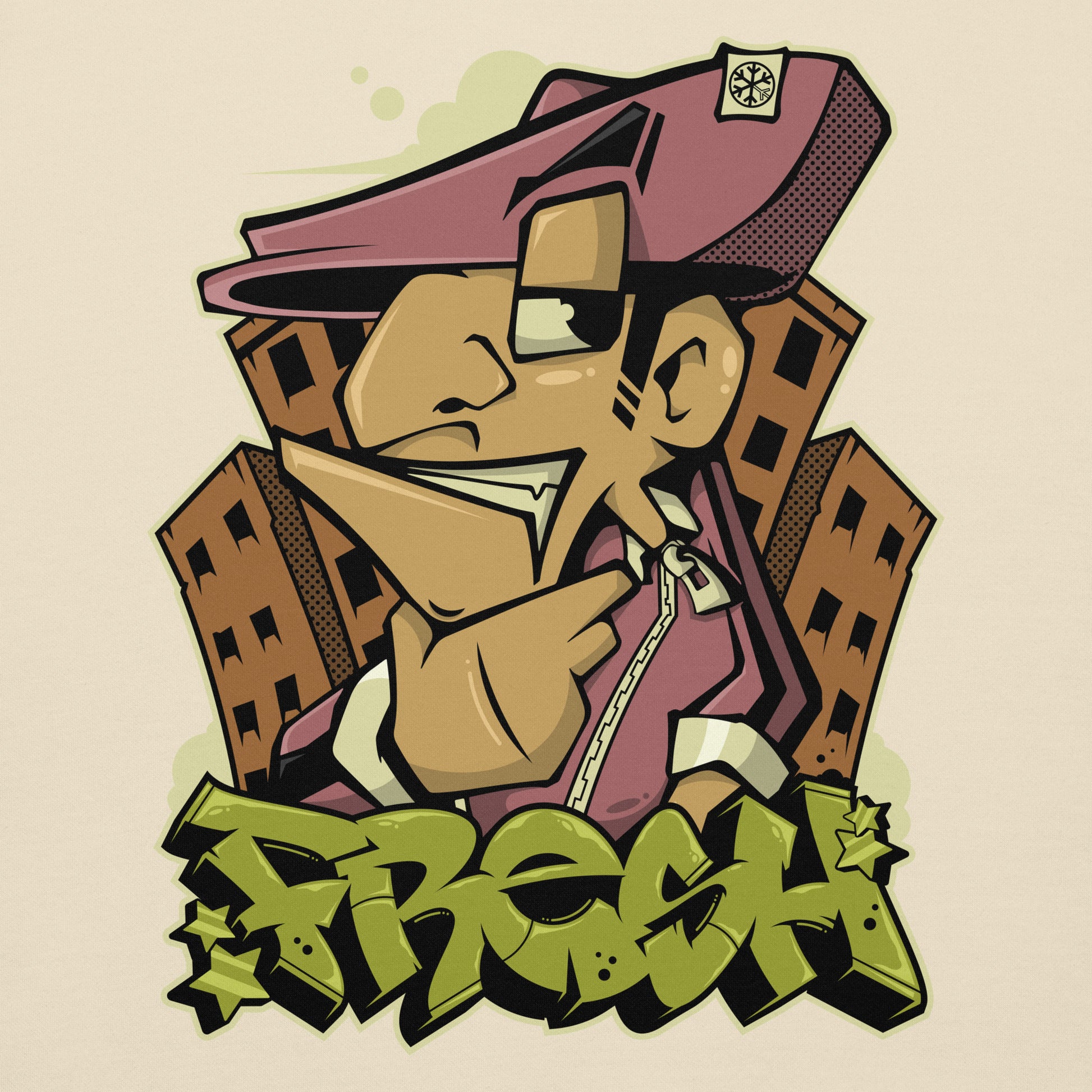 Beige-Fresh Graffiti Character Sweatshirt from B.Different Clothing, graphic, graffiti-inspired streetwear