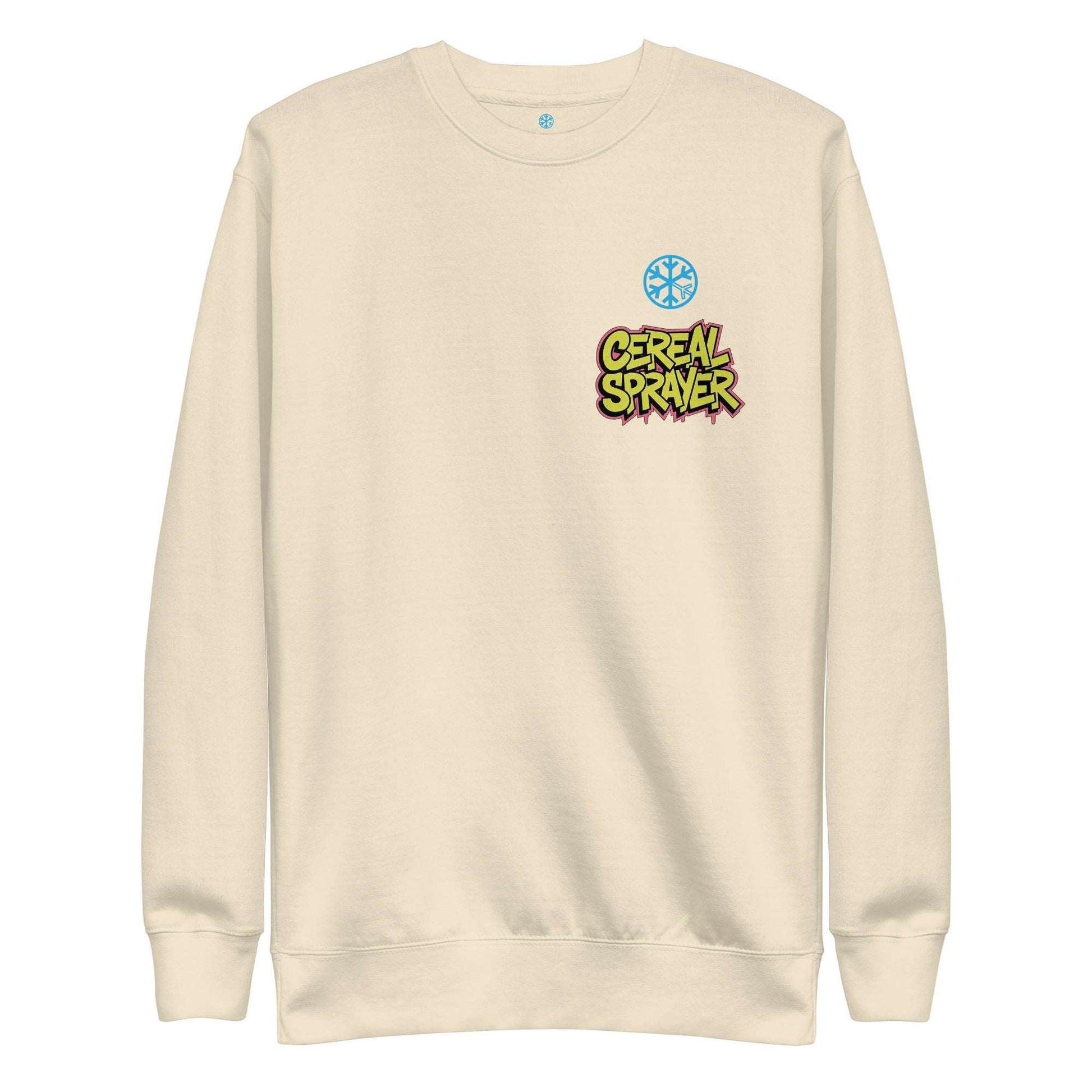 front of Cereal Sprayer Graffiti sweatshirt beige B.Different Clothing graffiti street art inspired streetwear brand