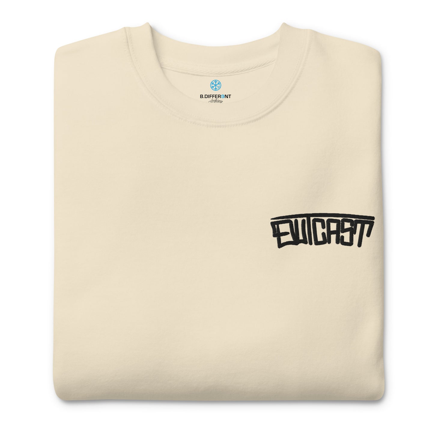 folded Outcast Graffiti Tag sweatshirt beige B.Different Clothing graffiti street art inspired streetwear brand