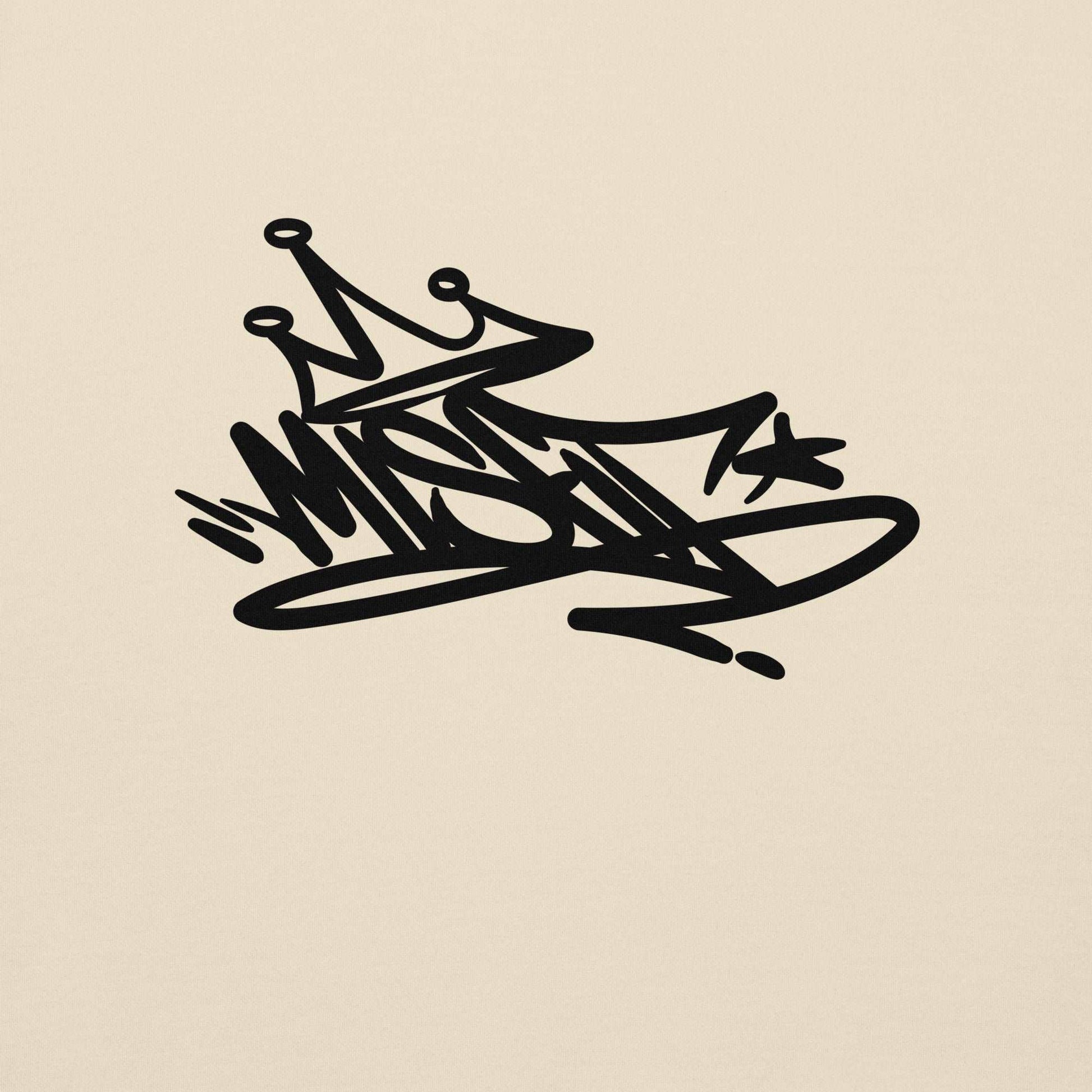 graphic of Misfit Graffiti Tag Sweatshirt beige B.Different Clothing graffiti street art inspired streetwear brand