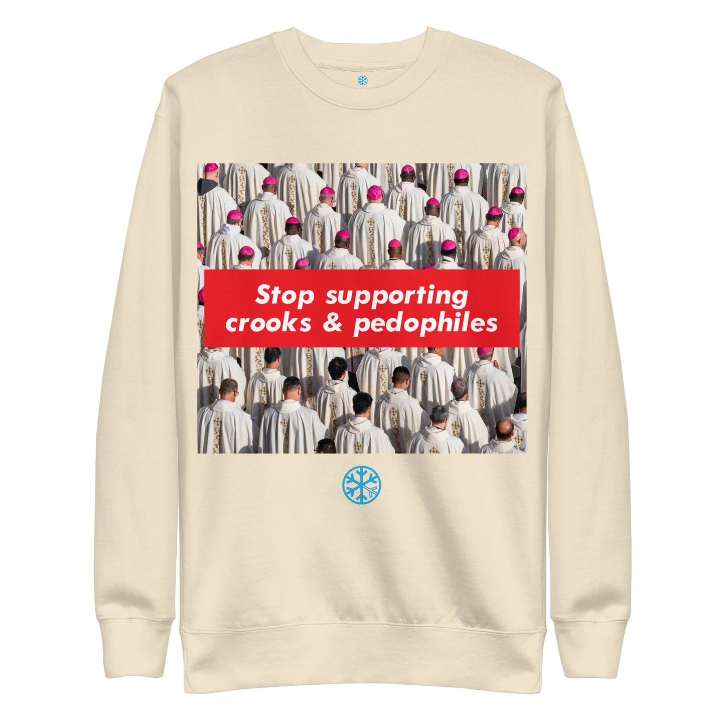 Beige-Vatican Crooks Sweatshirt from B.Different Clothing, front view, graffiti-inspired streetwear