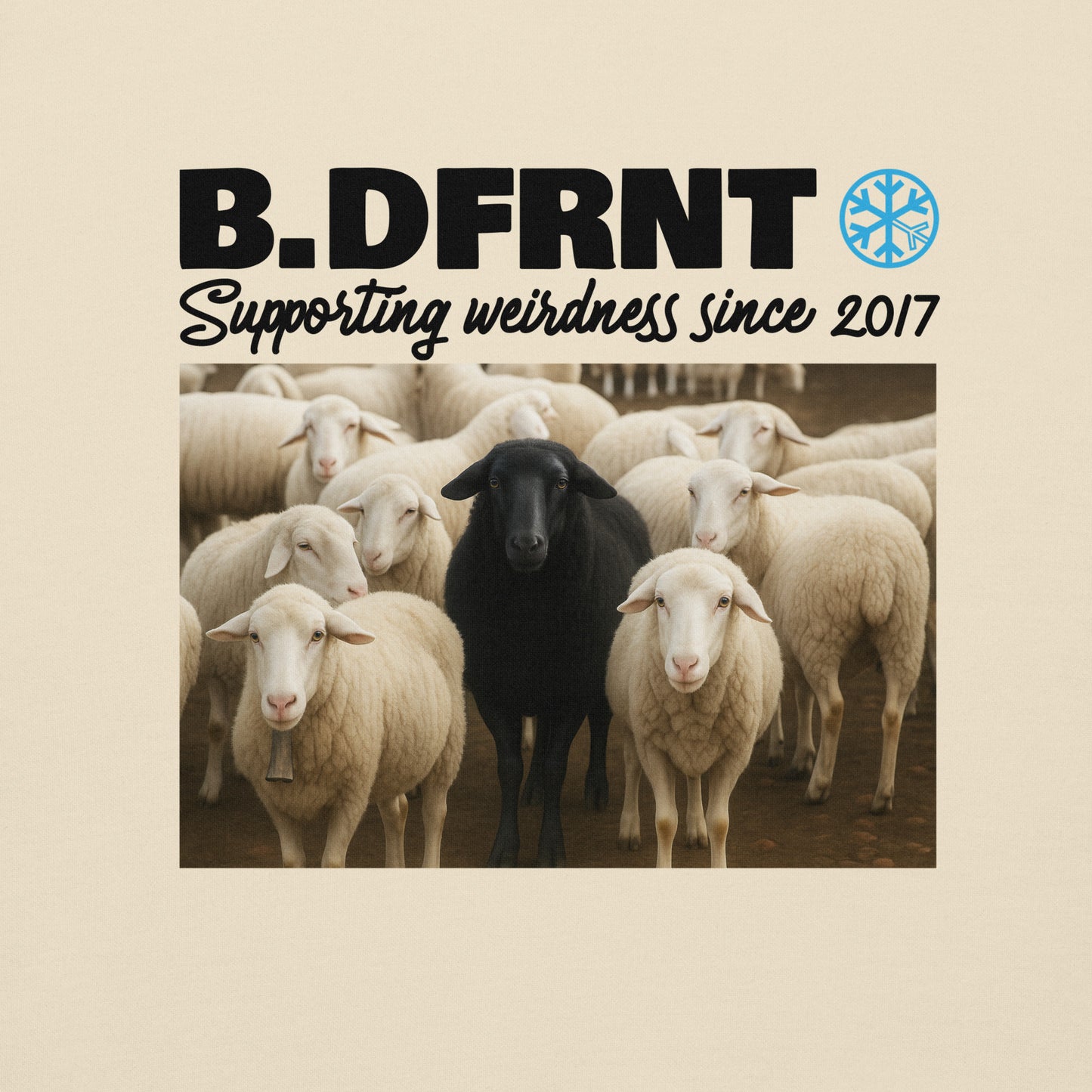 Beige-Black Sheep Sweatshirt from B.Different Clothing, graphic, graffiti-inspired streetwear