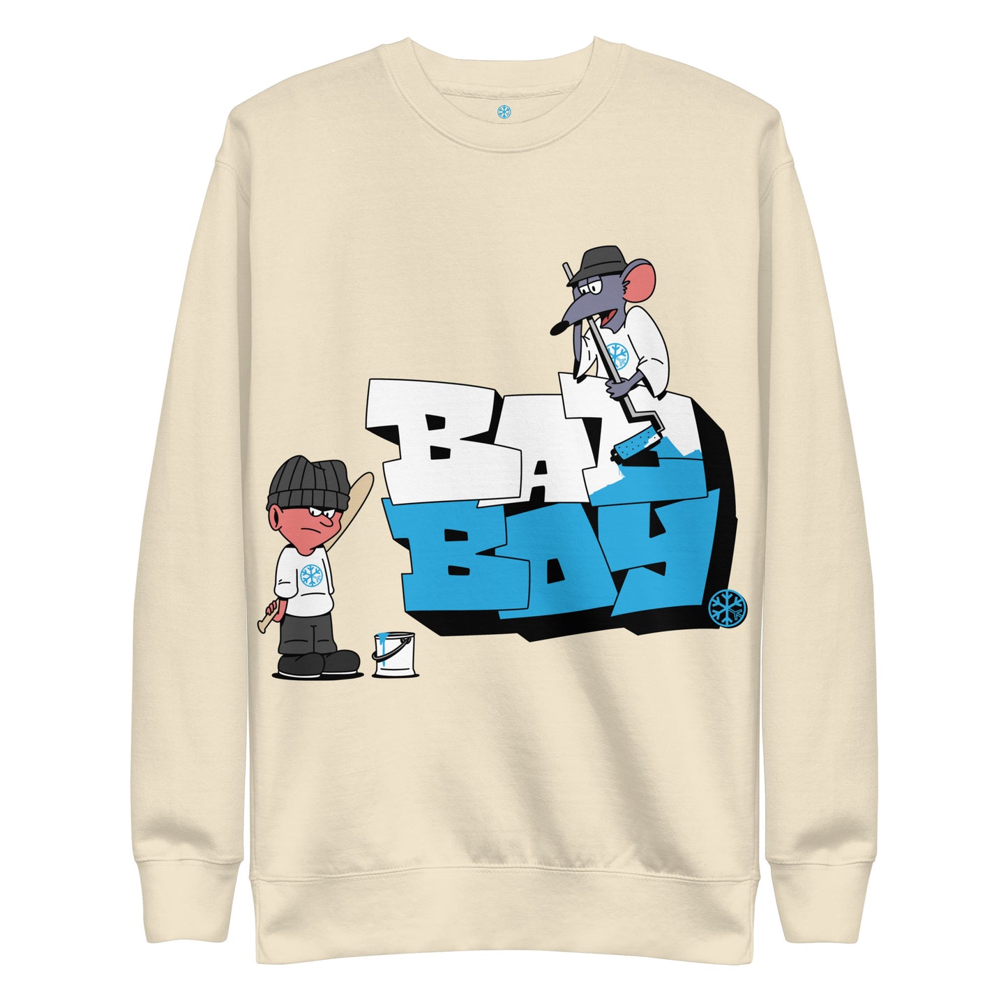 Beige-Bad Boy Graffiti Sweatshirt from B.Different Clothing, front view, graffiti-inspired streetwear