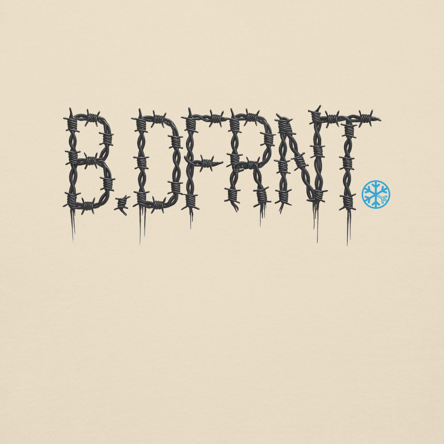 Beige-B.DFRNT Barbed Wire Sweatshirt from B.Different Clothing, graphic, graffiti-inspired streetwear