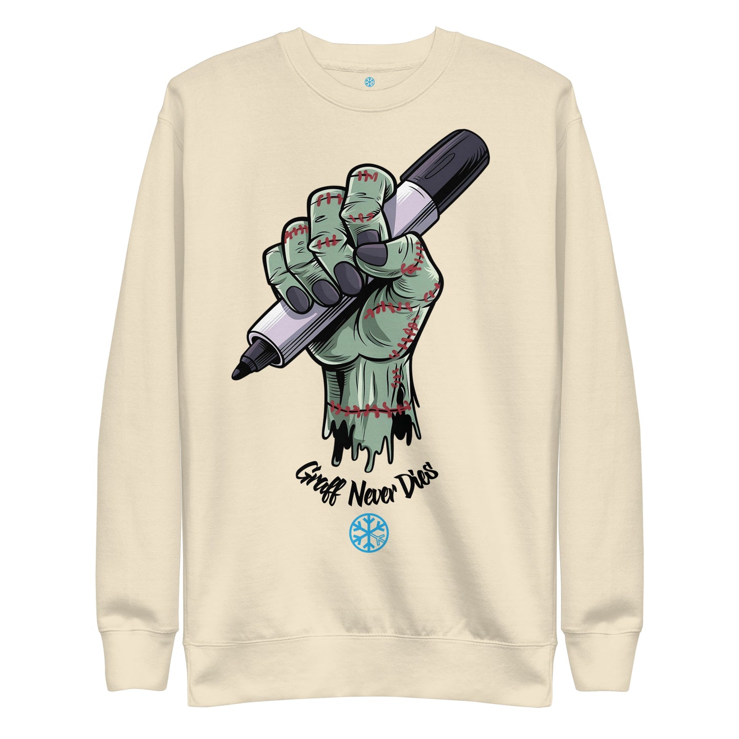 Beige-Thing Graffiti Sweatshirt from B.Different Clothing, front view, graffiti-inspired streetwear