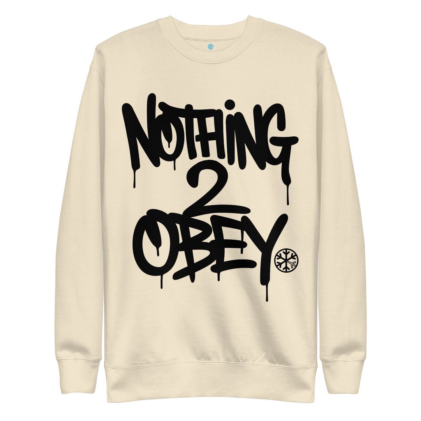 Beige-Nothing 2 Obey Graffiti Sweatshirt from B.Different Clothing, front view, graffiti-inspired streetwear