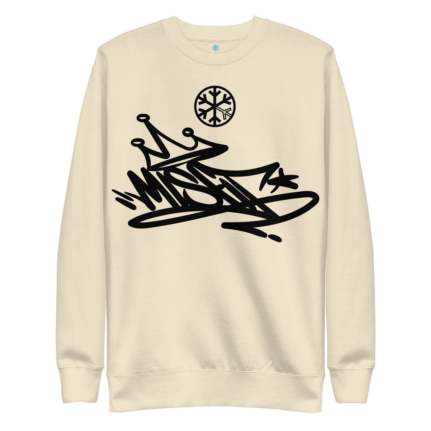 Beige-Misfit Graffiti Tag Sweatshirt from B.Different Clothing, front view, graffiti-inspired streetwear