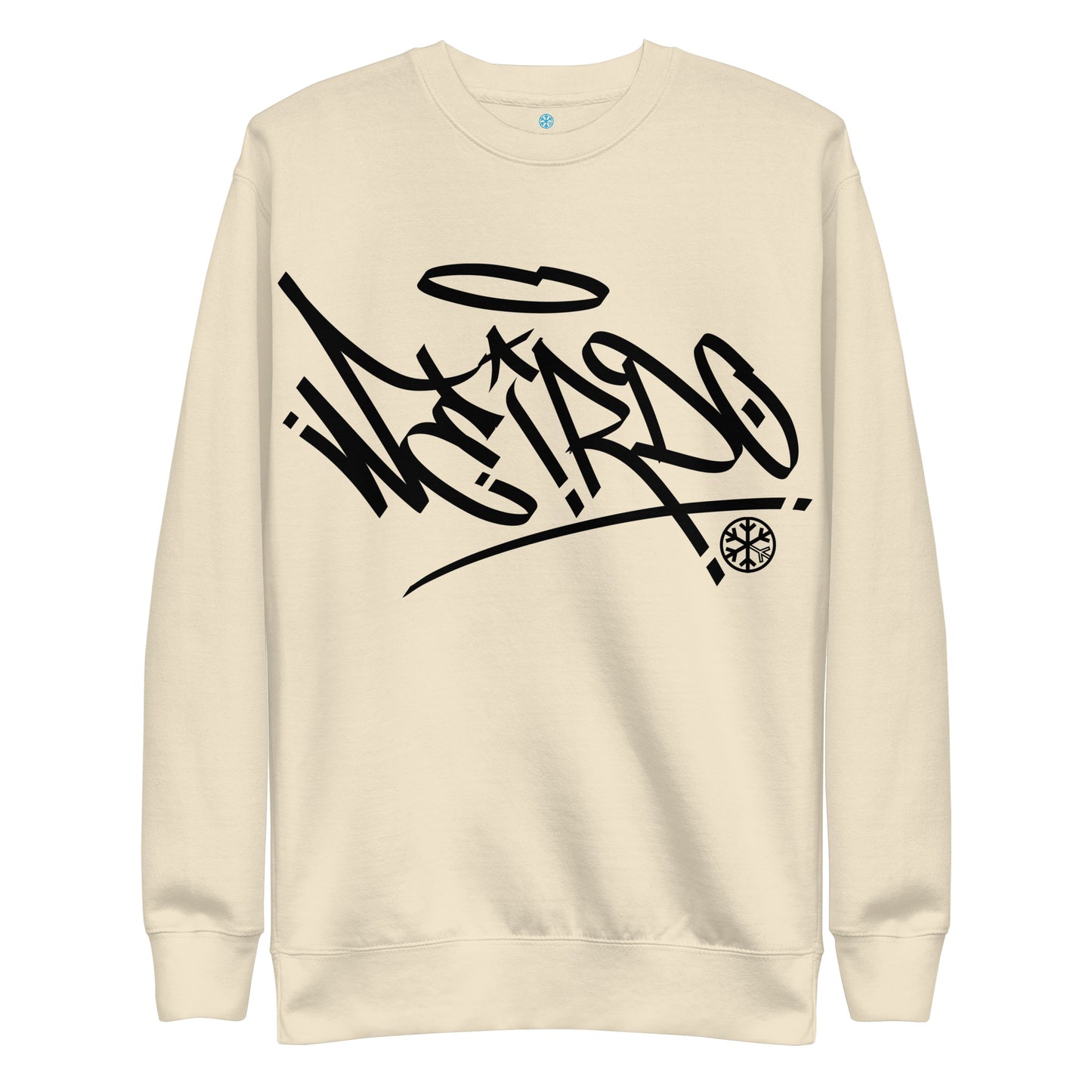 Beige-Weirdo Tag Graffiti Sweatshirt from B.Different Clothing, front view, graffiti-inspired streetwear