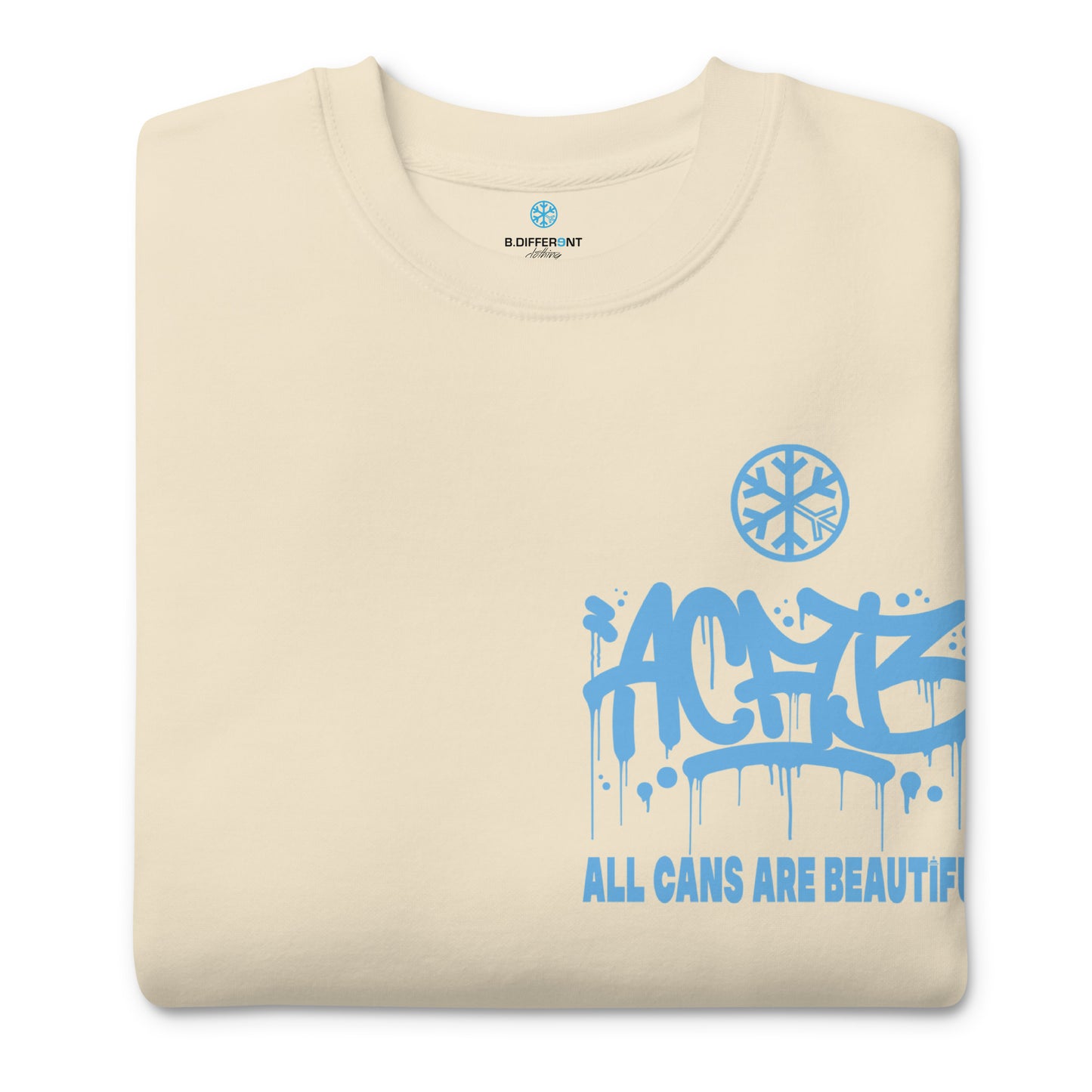 Beige-ACAB Graffiti Character Sweatshirt from B.Different Clothing, folded, graffiti-inspired streetwear