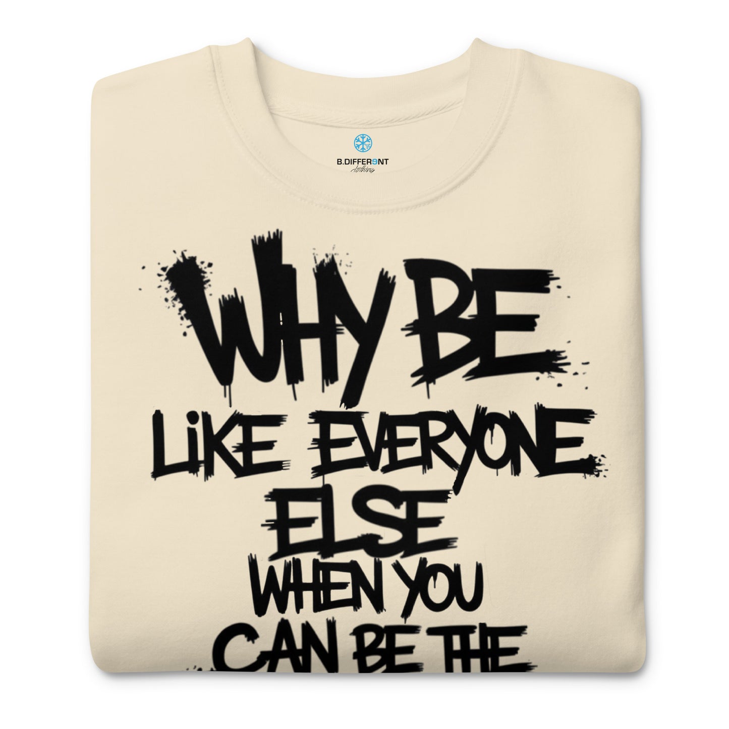 Beige-Chaos They Fear Graffiti Tag Sweatshirt from B.Different Clothing, folded, graffiti-inspired streetwear