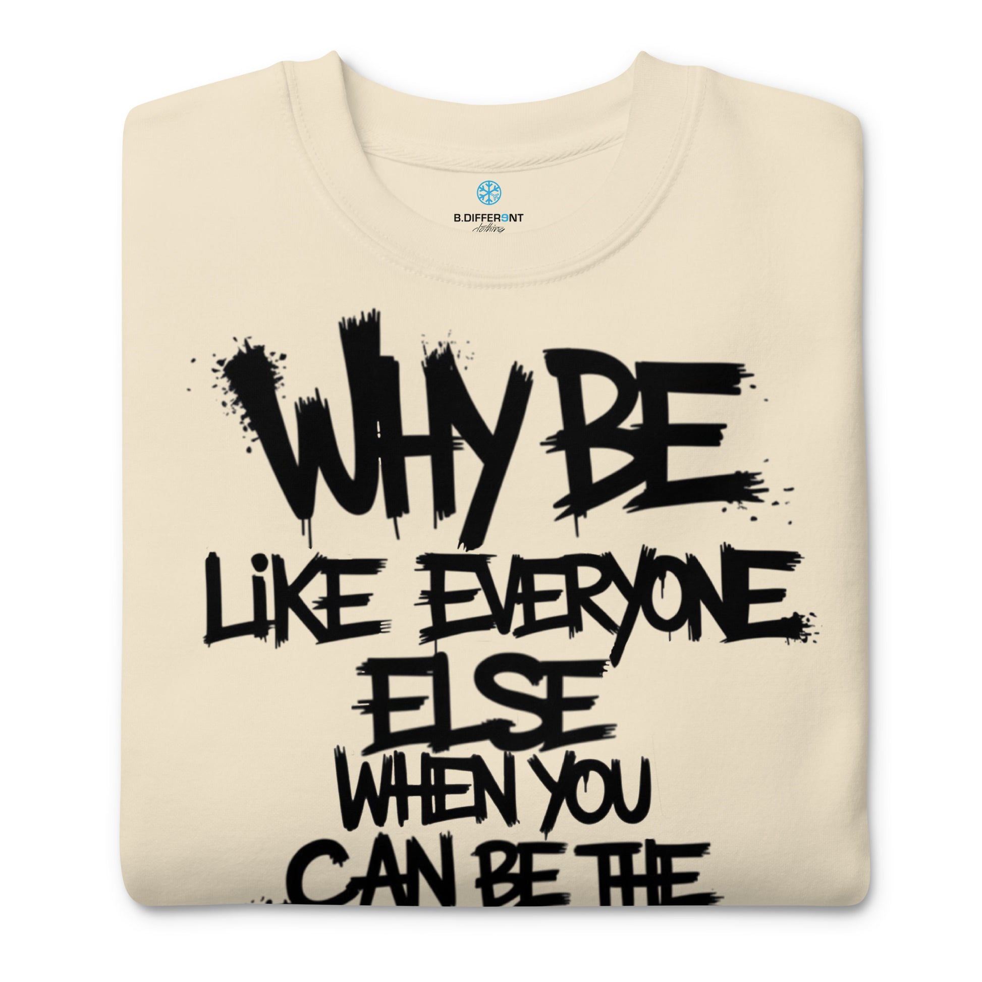 Beige-Chaos They Fear Graffiti Tag Sweatshirt from B.Different Clothing, folded, graffiti-inspired streetwear