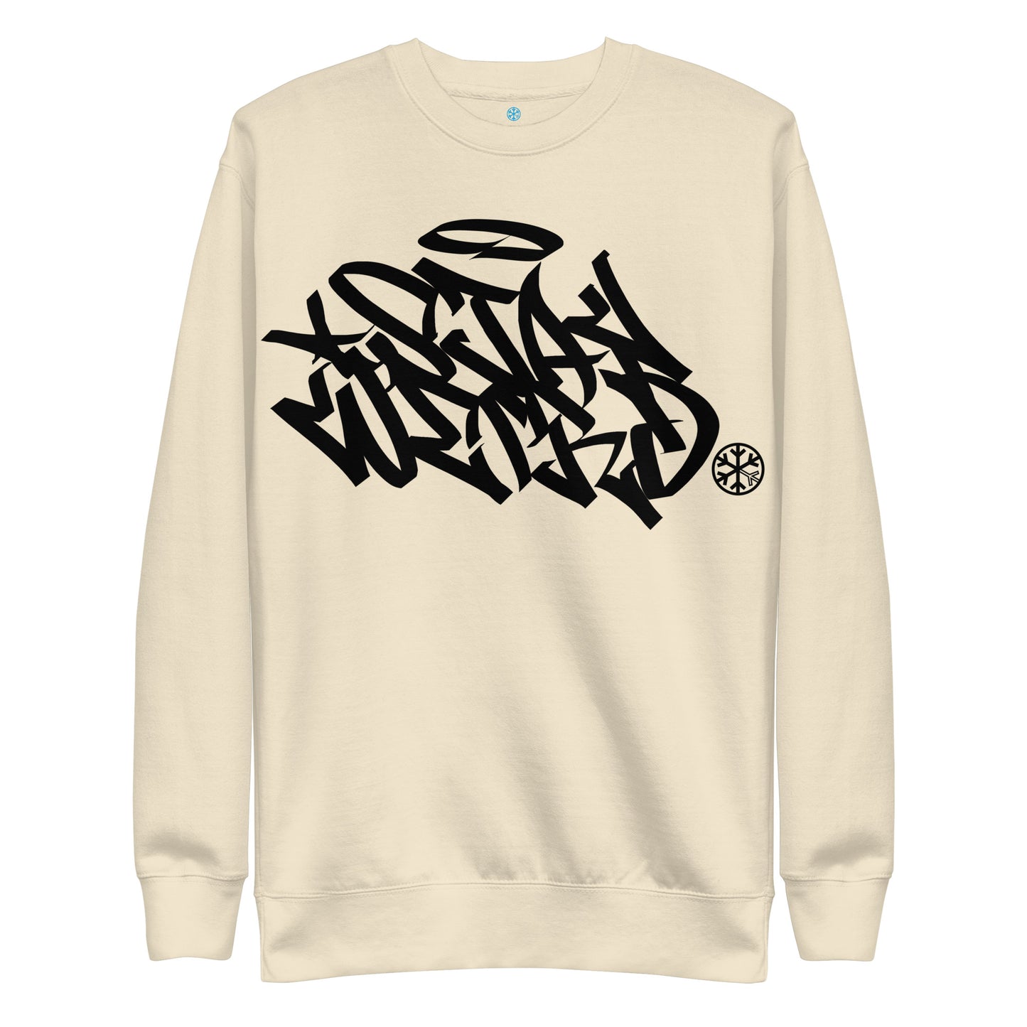 Beige-Stay Weird Graffiti Tag Sweatshirt from B.Different Clothing, front view, graffiti-inspired streetwear